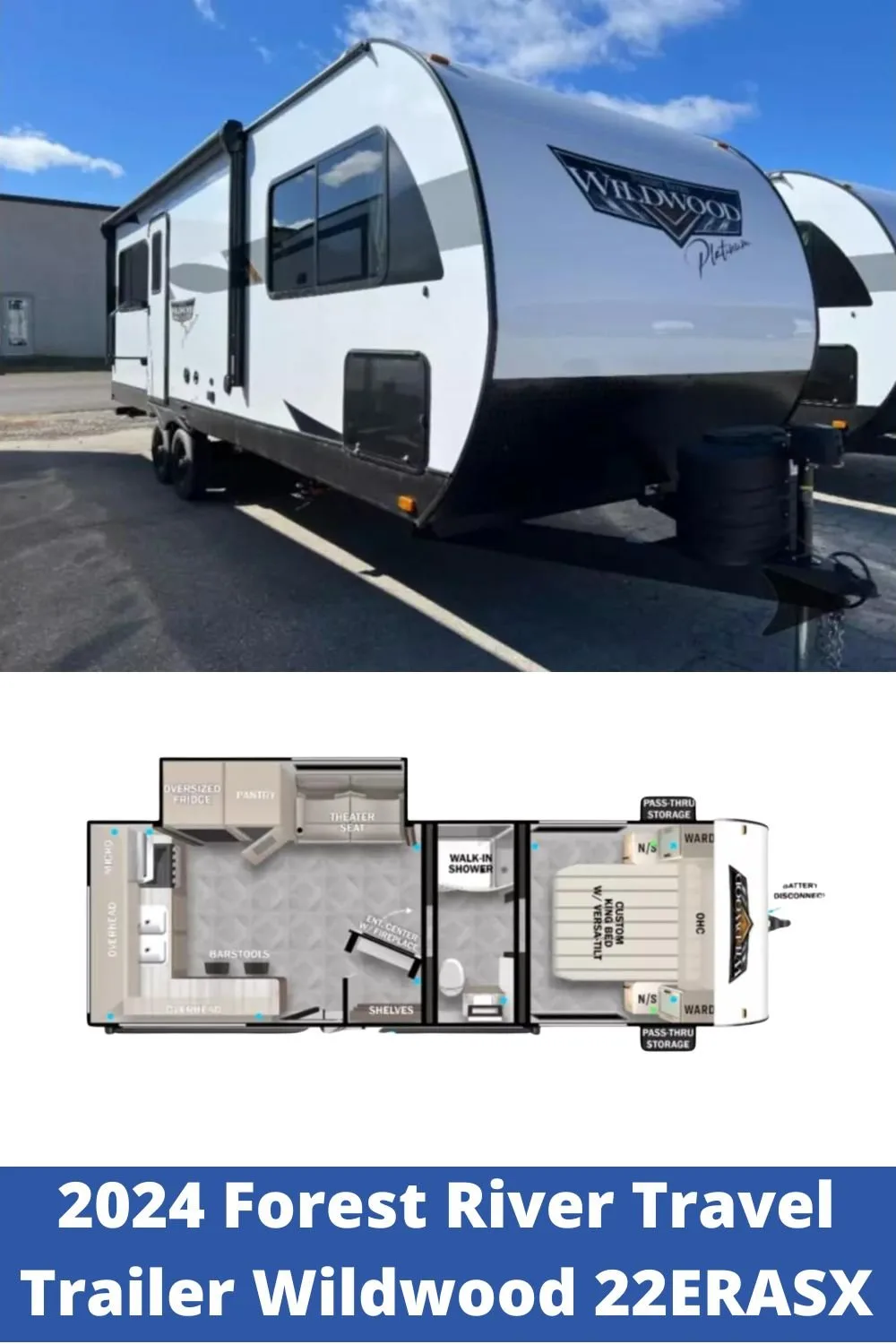 New 2024 Forest River RV Travel Trailer RV Wildwood 22ERASX (Floor Plan)