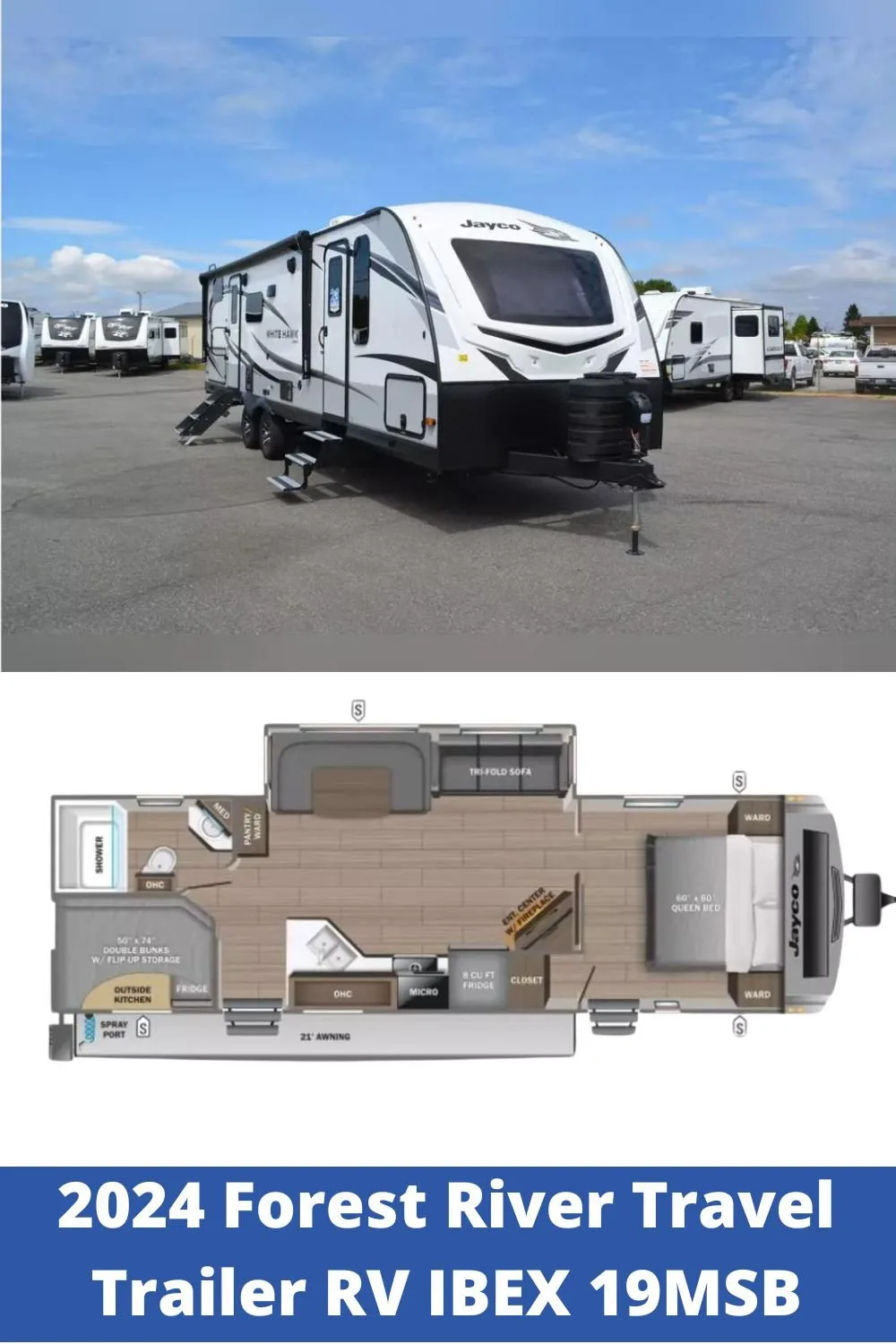 New 2024 Forest River Travel Trailer RV IBEX 19MSB (Floor Plan)