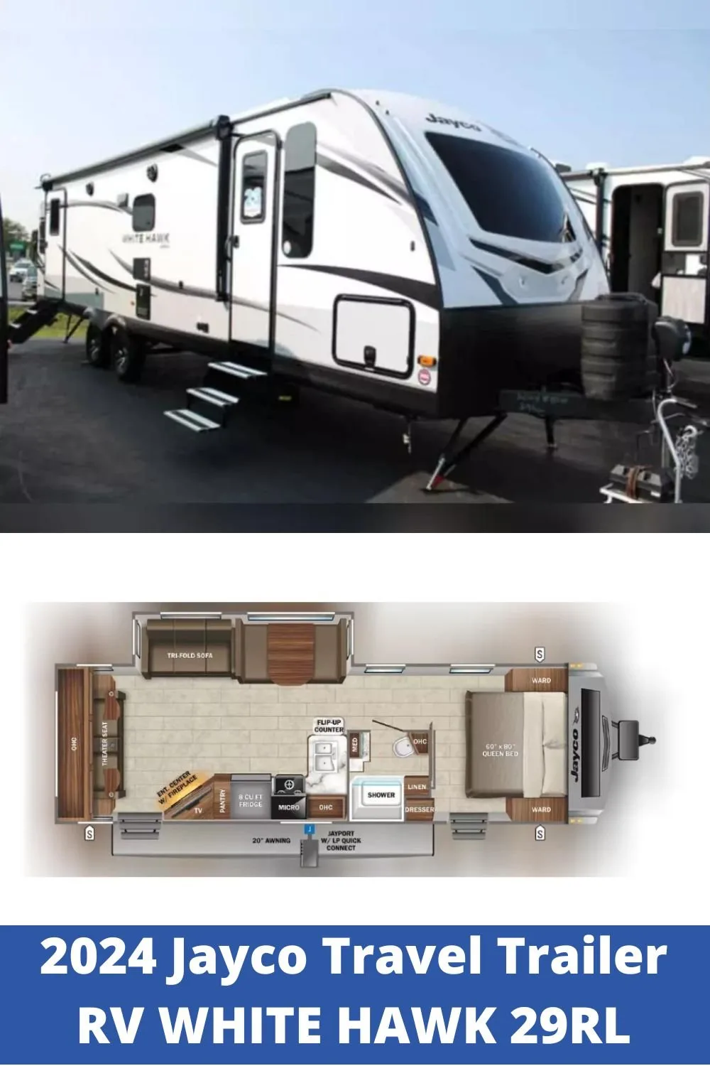 New 2024 Jayco Travel Trailer RV WHITE HAWK 29RL (Floor Plan)