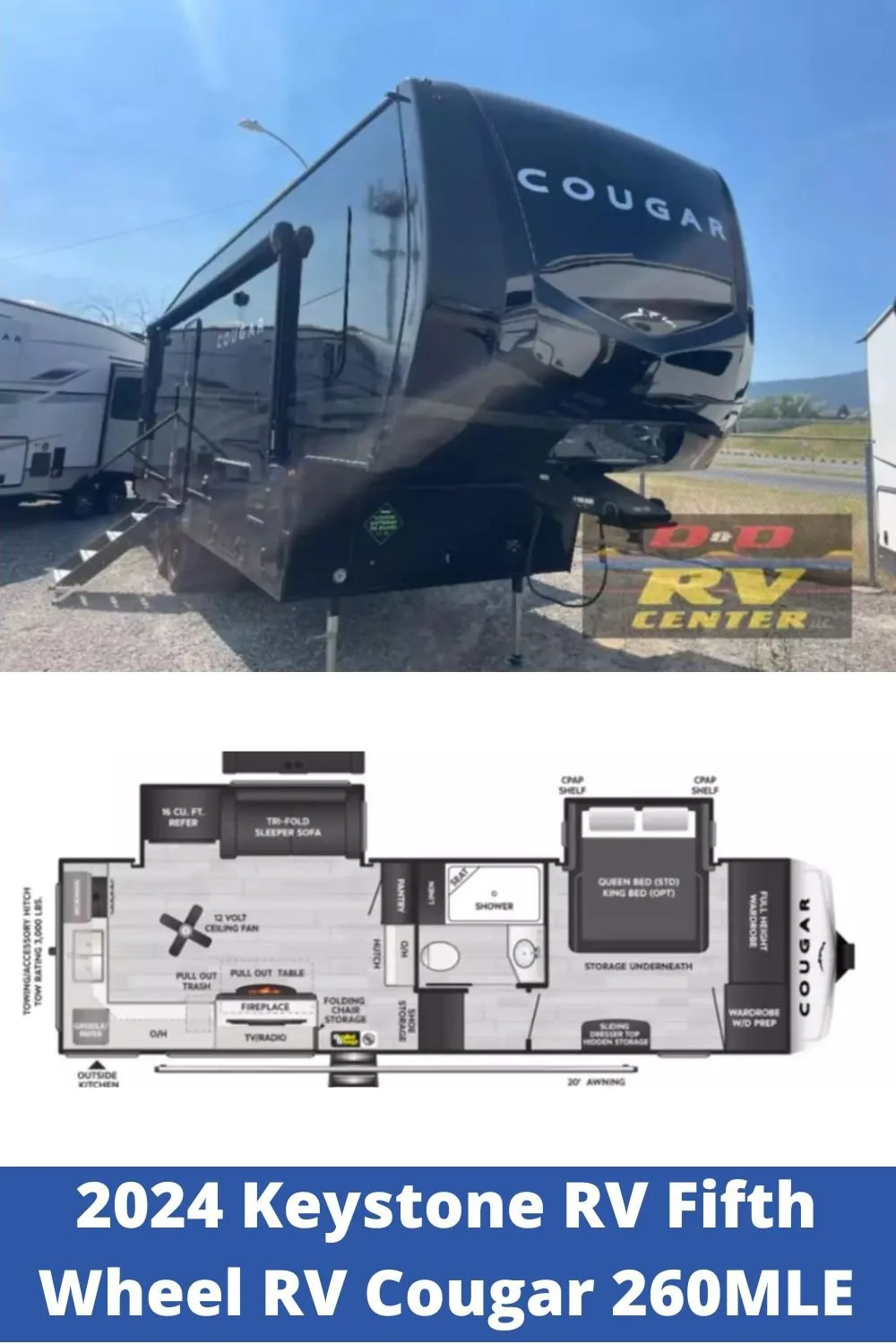 New 2024 Keystone RV Fifth Wheel RV Cougar 260MLE (Floor Plan)