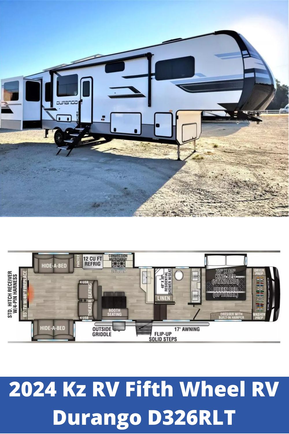 New 2024 Kz RV Fifth Wheel RV Durango D326RLT