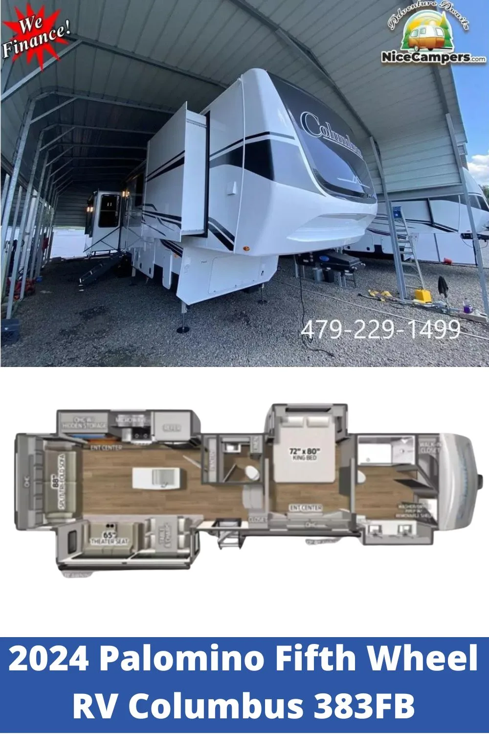 New 2024 Palomino Fifth Wheel RV Columbus 383FB (Floor Plan)