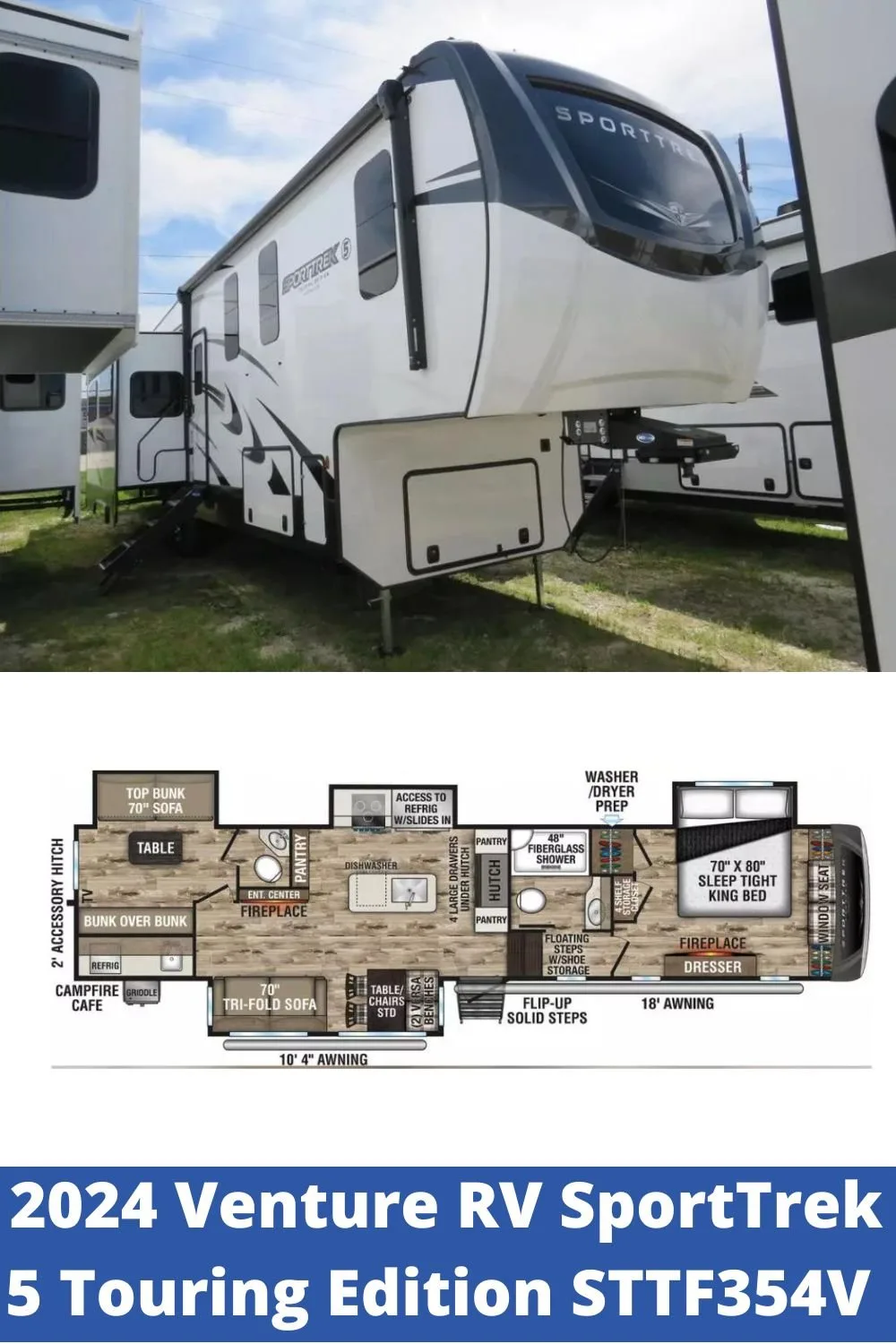 New 2024 Venture RV Fifth Wheel RV SportTrek 5 Touring Edition STTF354V (Floor Plan)