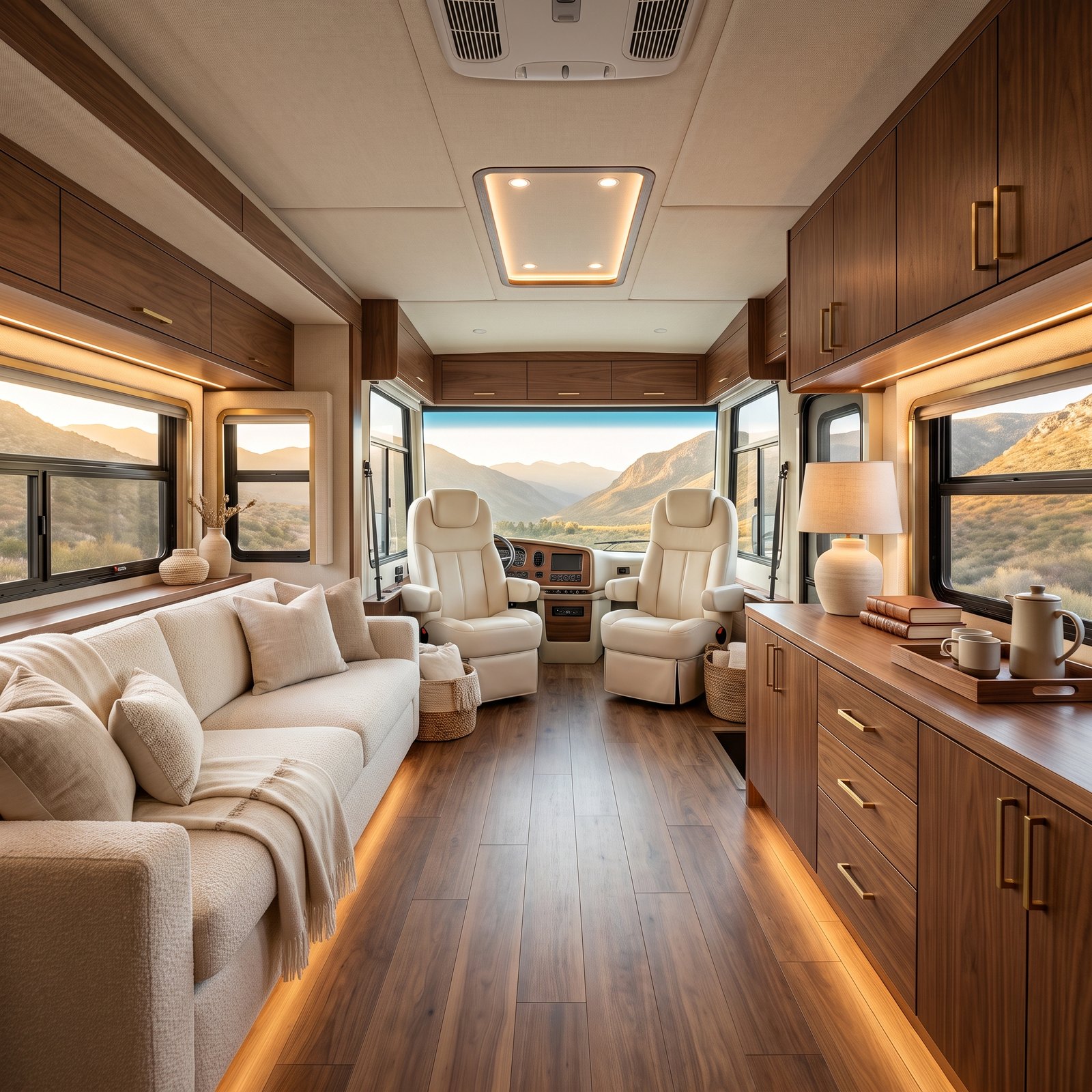 A Motorhome Cockpit and Living Room That Feel Like One Space