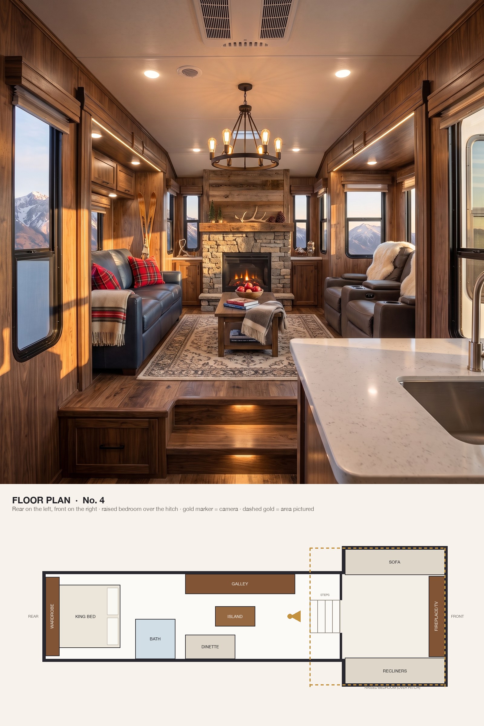 A Ski Chalet Front Living Room in Red Plaid and Sheepskin