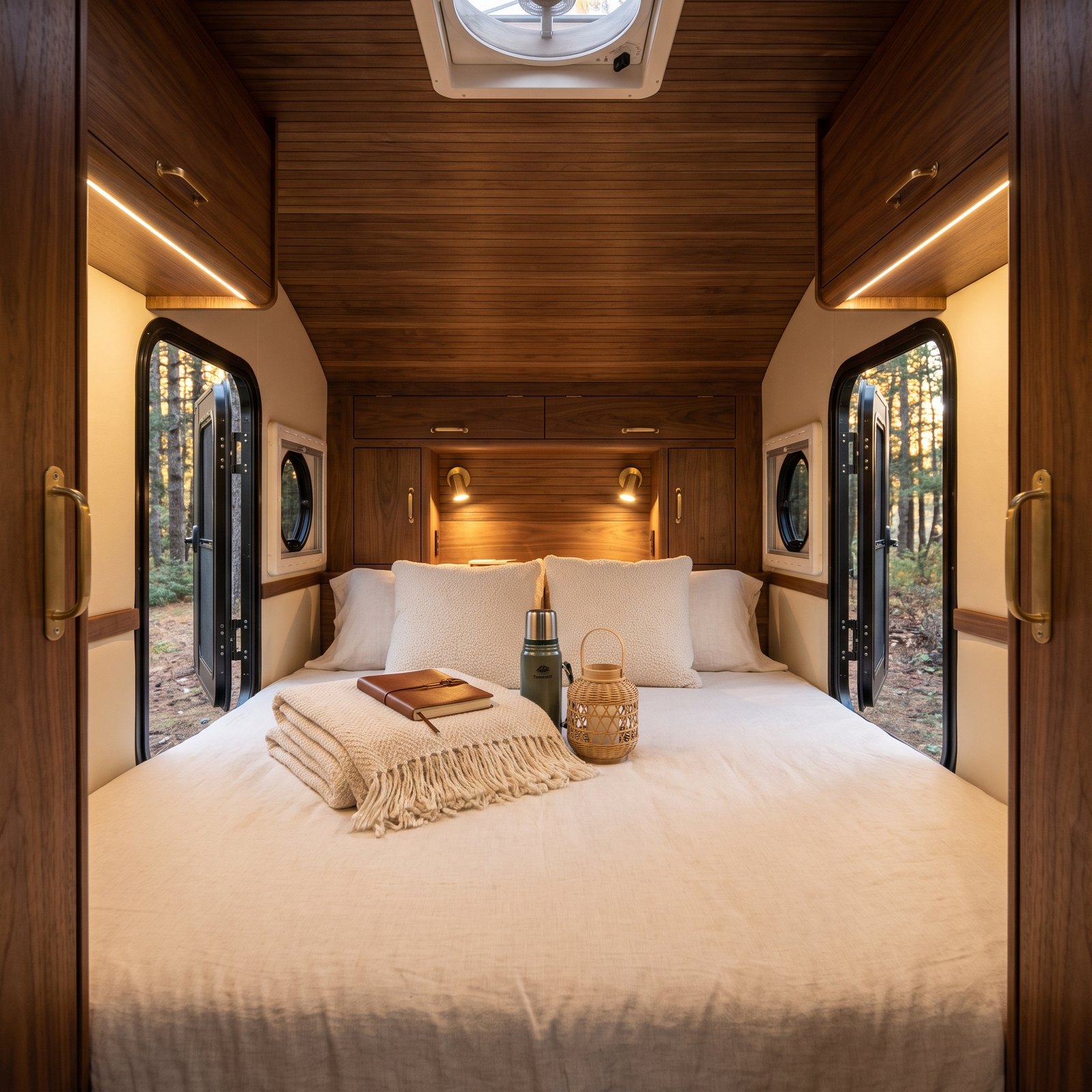 A Teardrop Trailer Lined in Walnut Like a Little Jewel Box