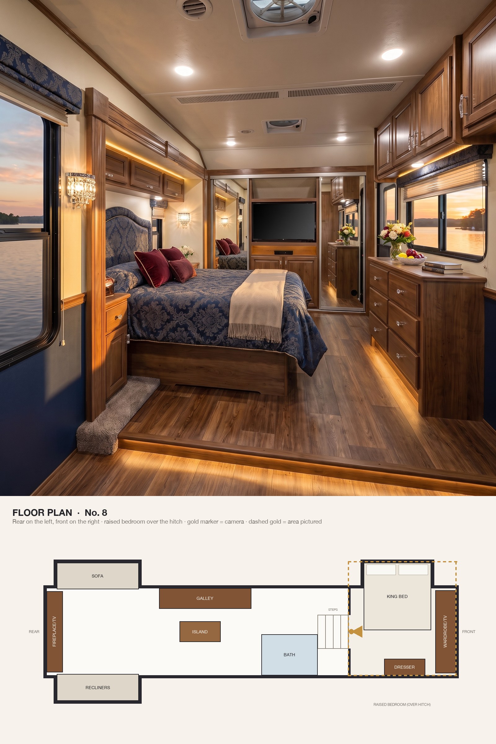 A Traditional Bedroom in Navy Damask and Crystal