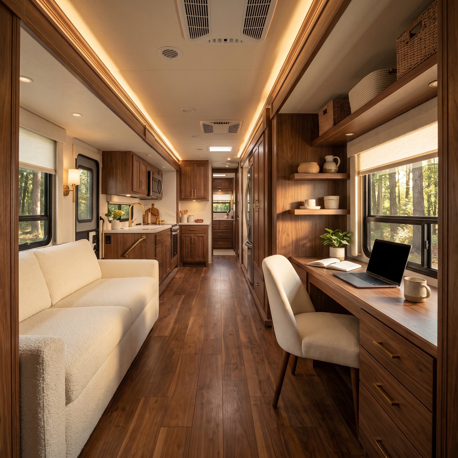 A Walnut Office Nook for Working From the Road