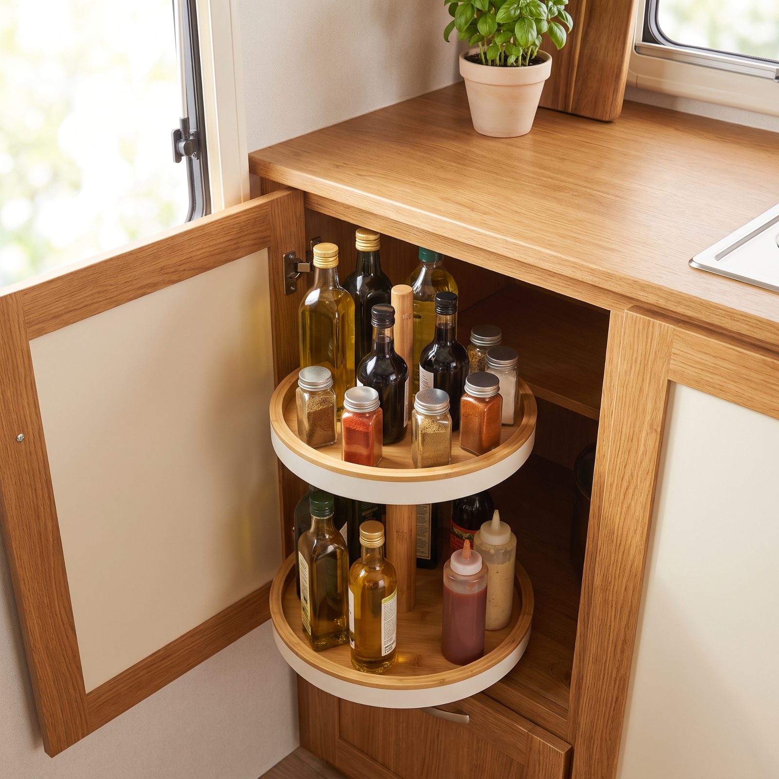 Add a Lazy Susan to an Awkward Corner Cabinet