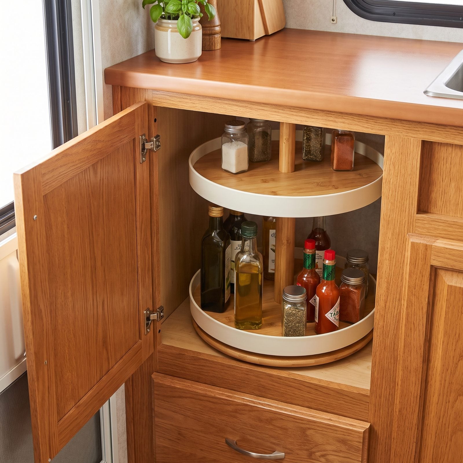 Add a Lazy Susan to an Awkward Corner Cabinet