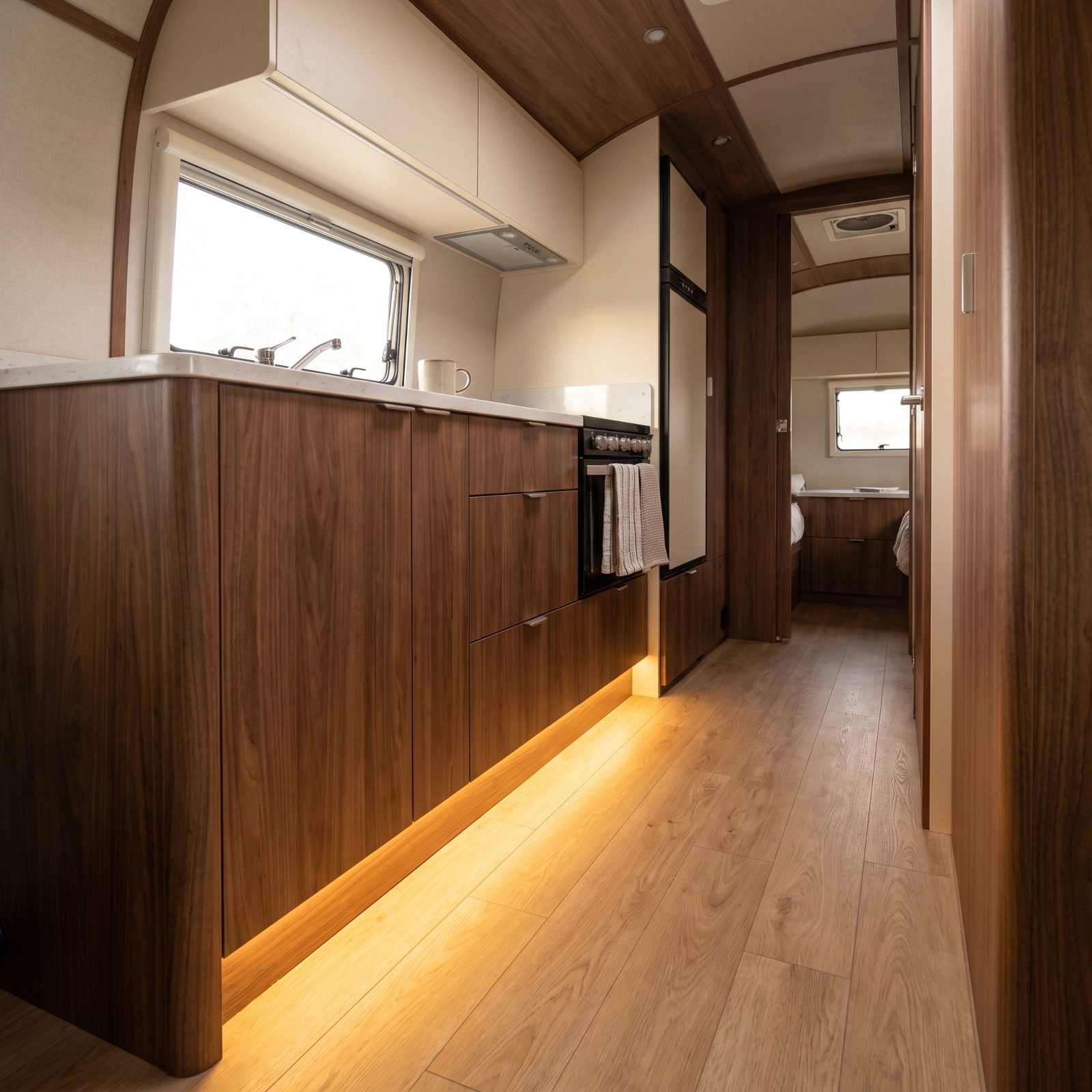 Add toe-kick lighting that makes cabinetry appear to float
