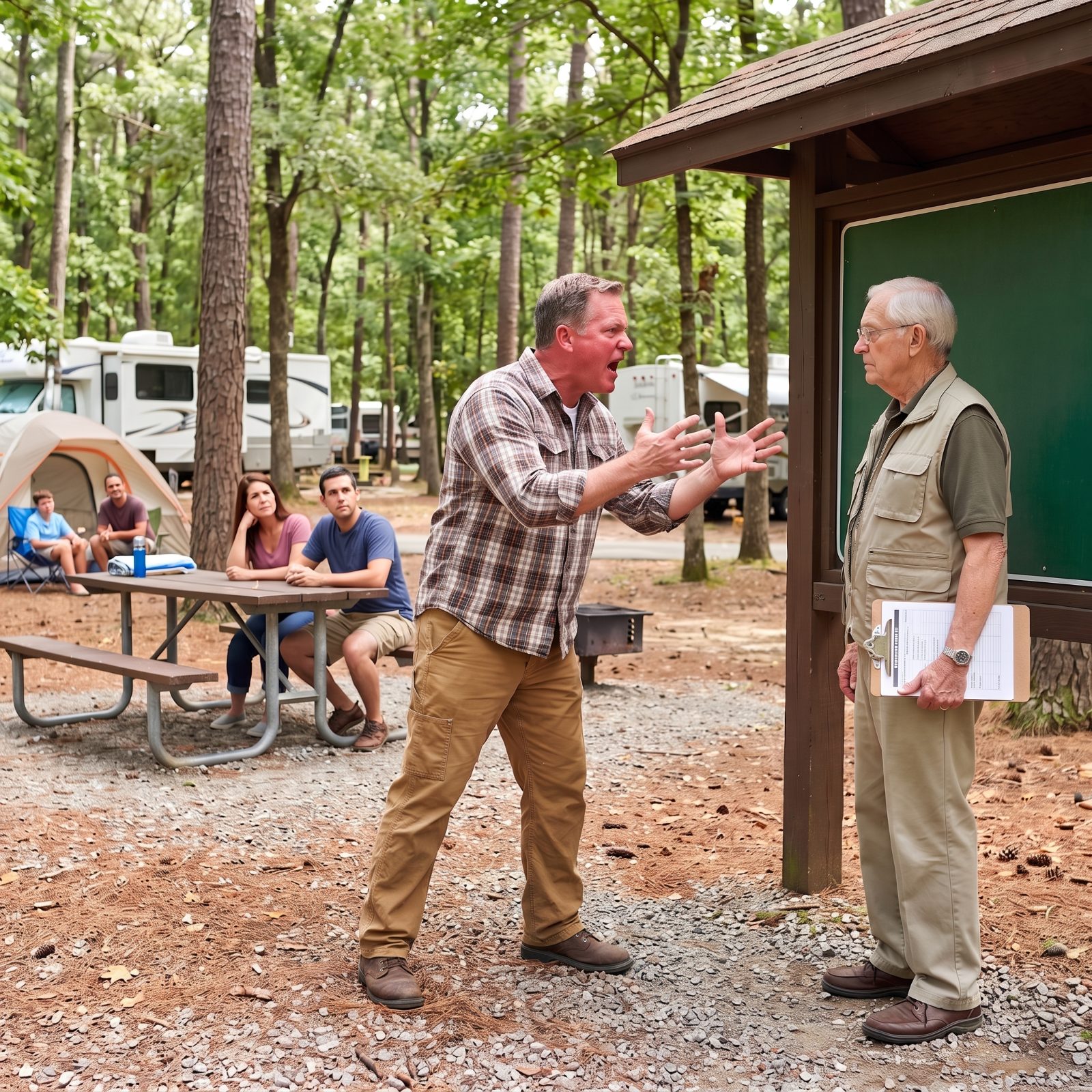Arguing Loudly With the Camp Host Over Rules Everyone Else Follows