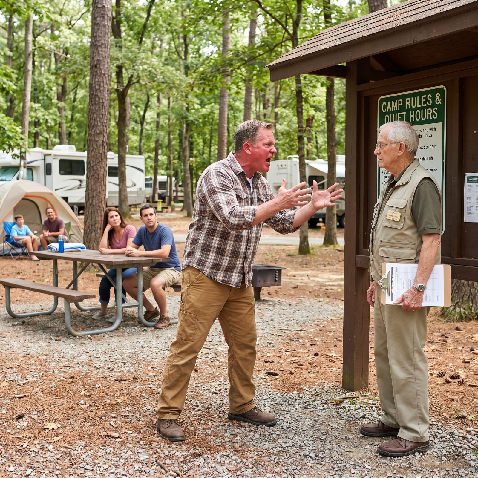 Arguing Loudly With the Camp Host Over Rules Everyone Else Follows