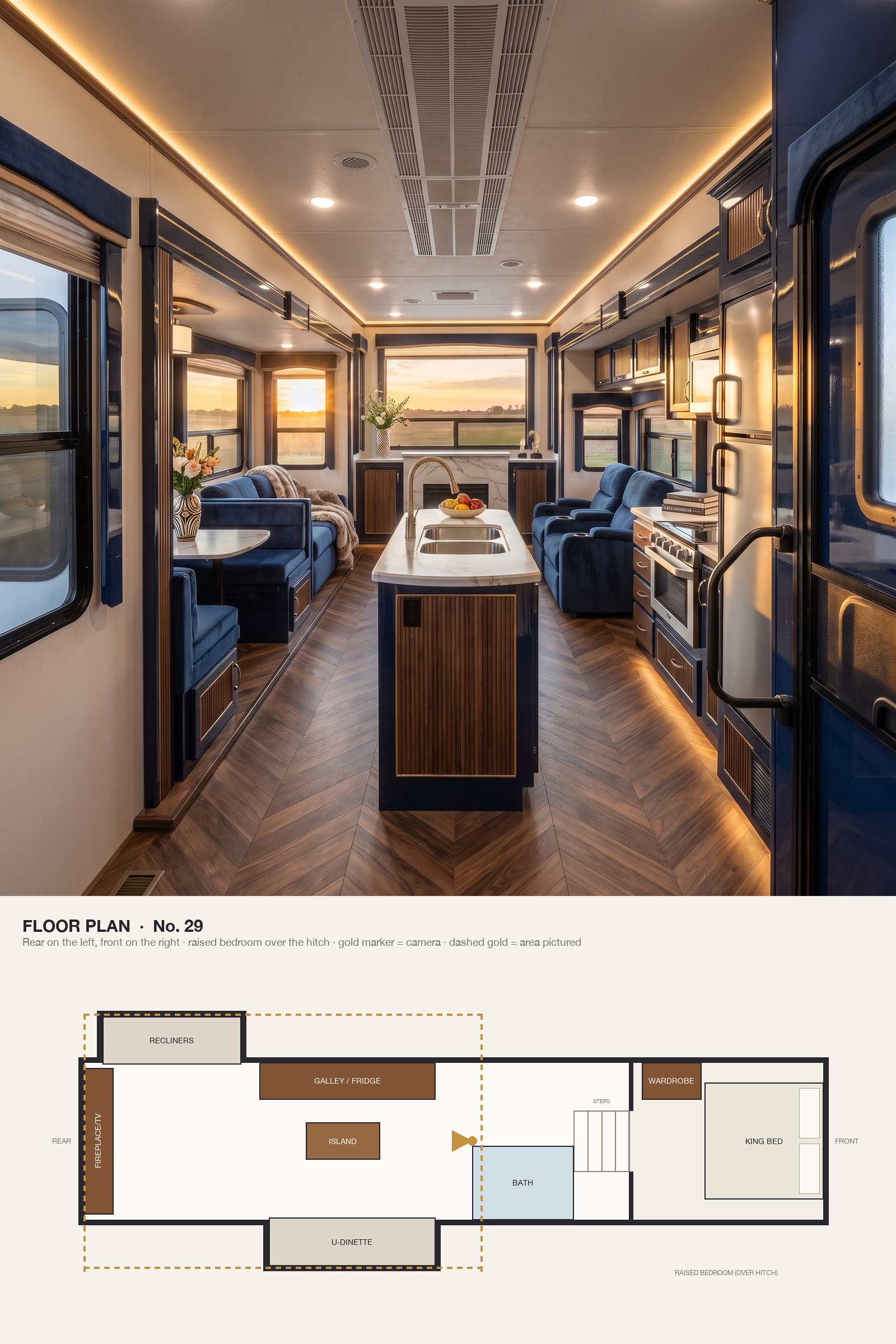 Art Deco Glamour With Navy Lacquer, Fluted Walnut and Brass