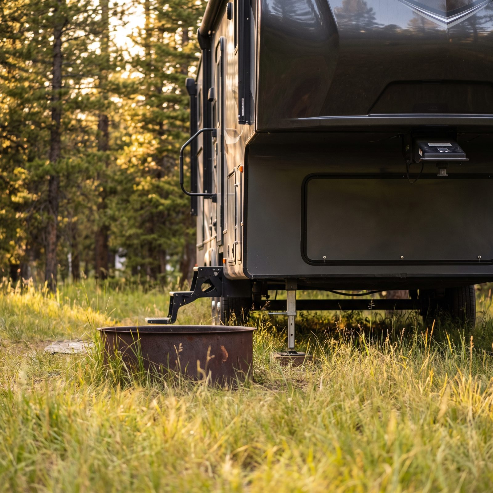 Backing Toward a Hidden Fire Ring Can Damage Tires, Plumbing or Steps