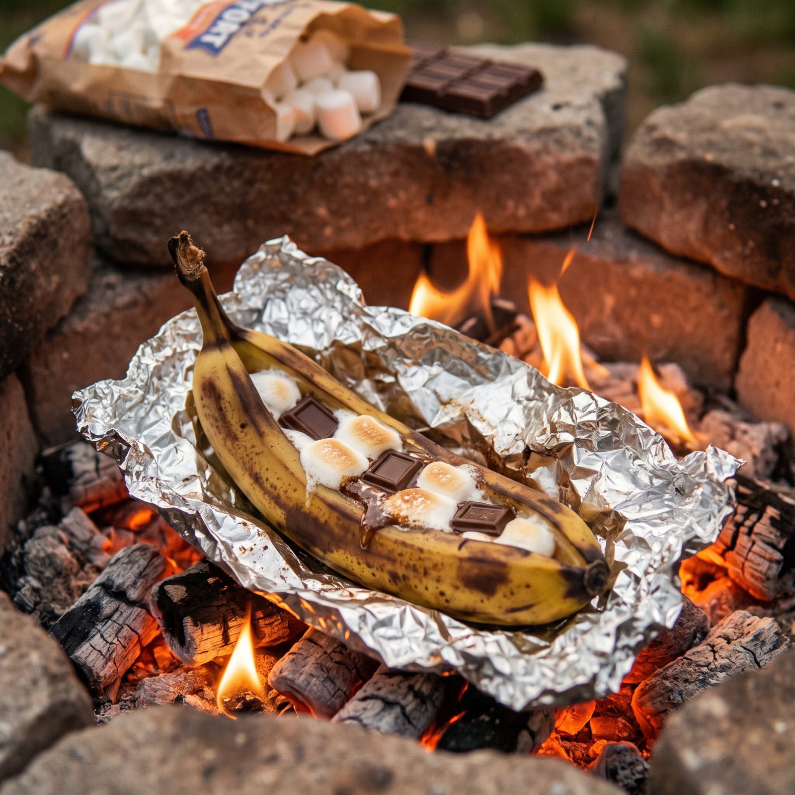 Banana Boats Stuffed With Marshmallows and Chocolate