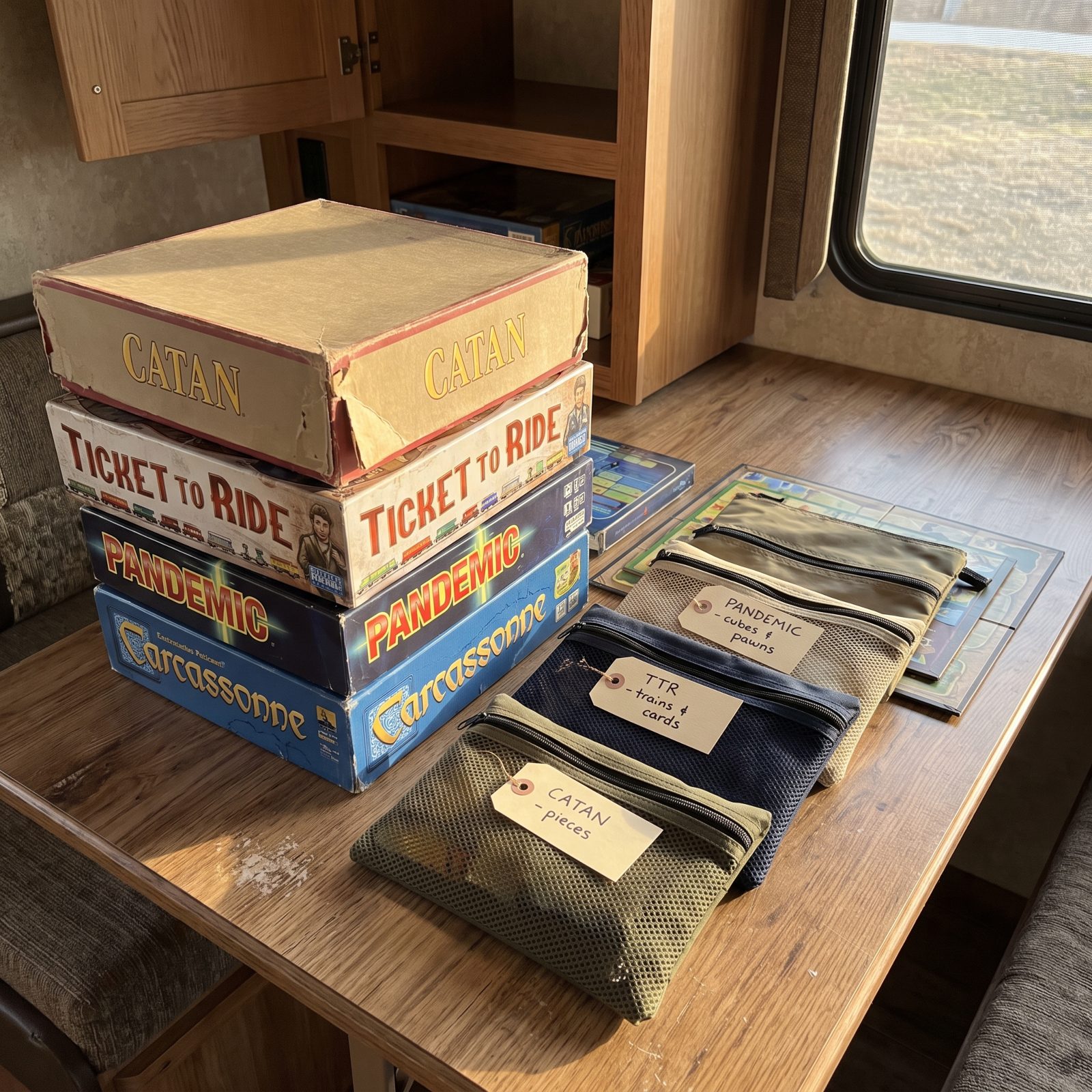 Board Game Boxes: Move the Pieces Into Labeled Pouches
