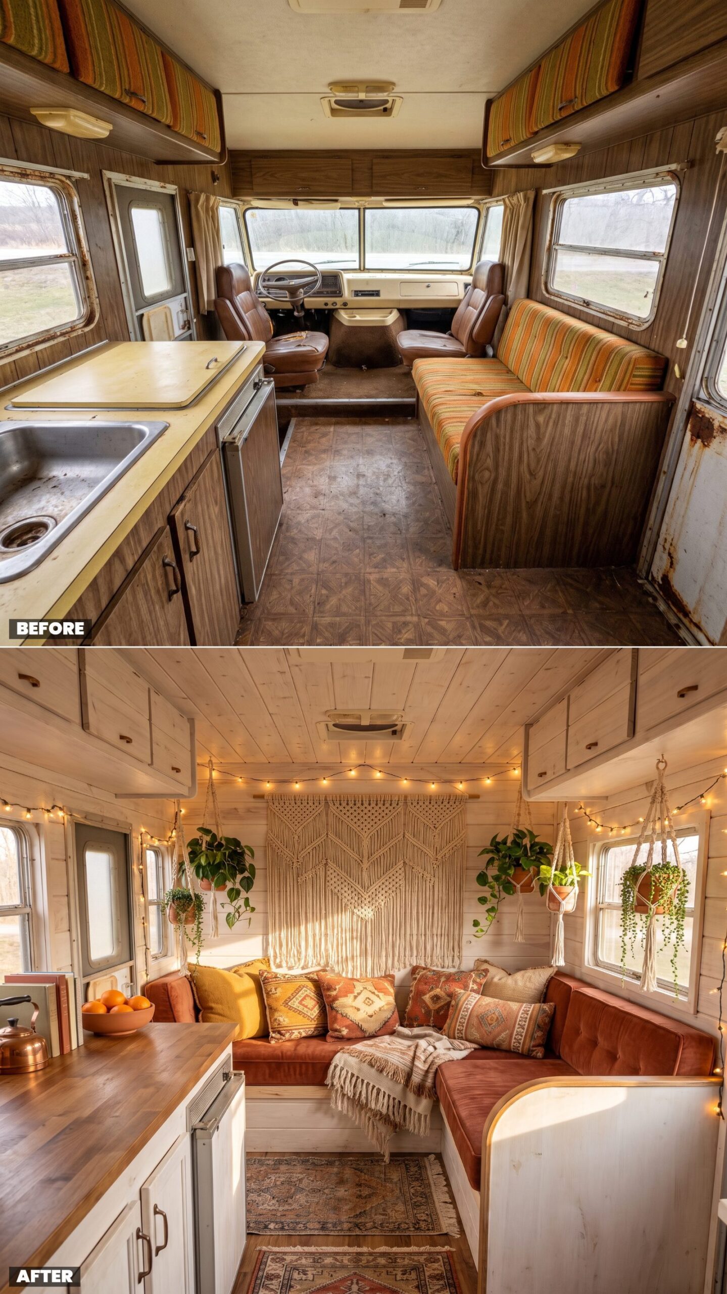 Boho Wanderer Den in Macrame and Rust Velvet