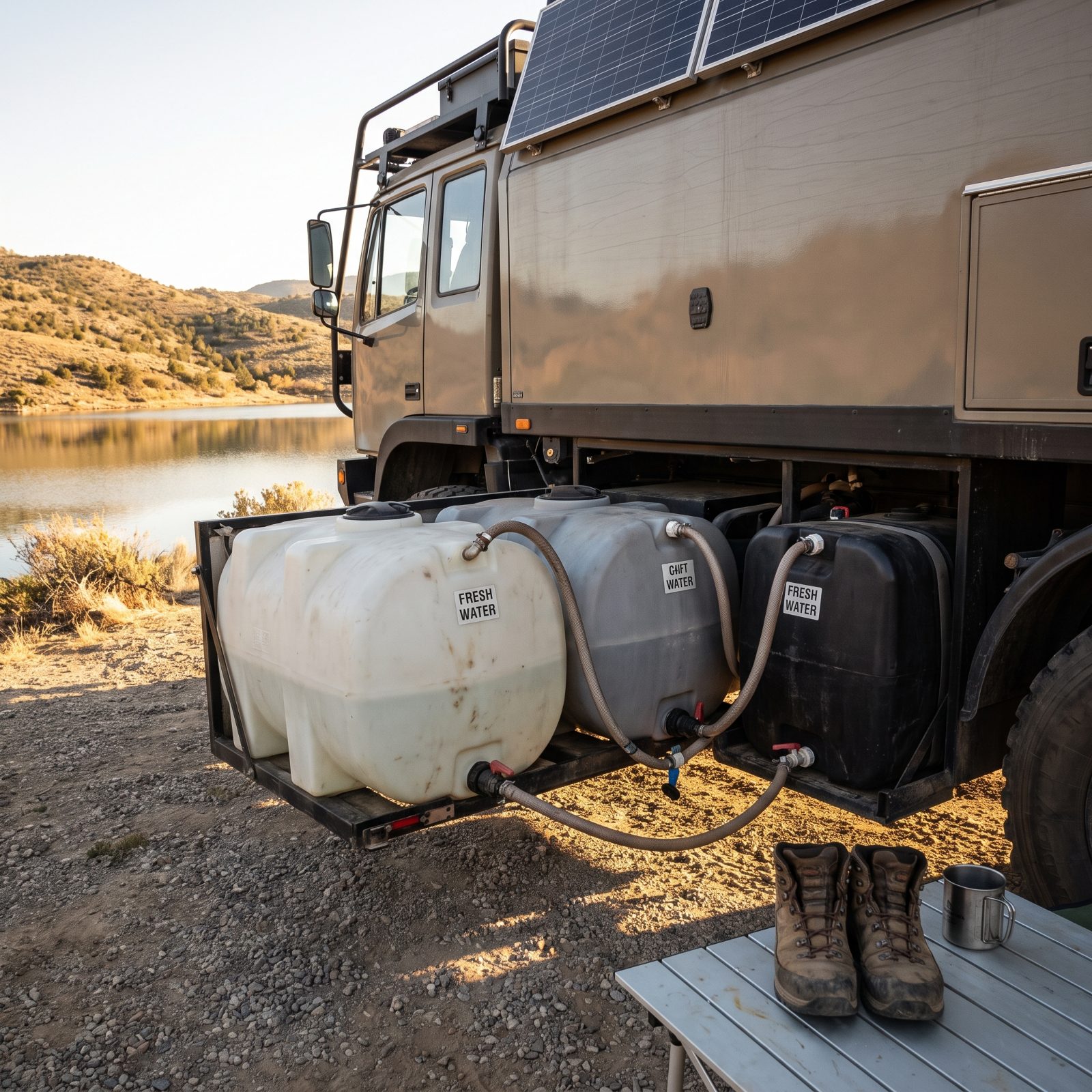 Boondocking-Ready Fresh, Gray, and Black Tank Capacities