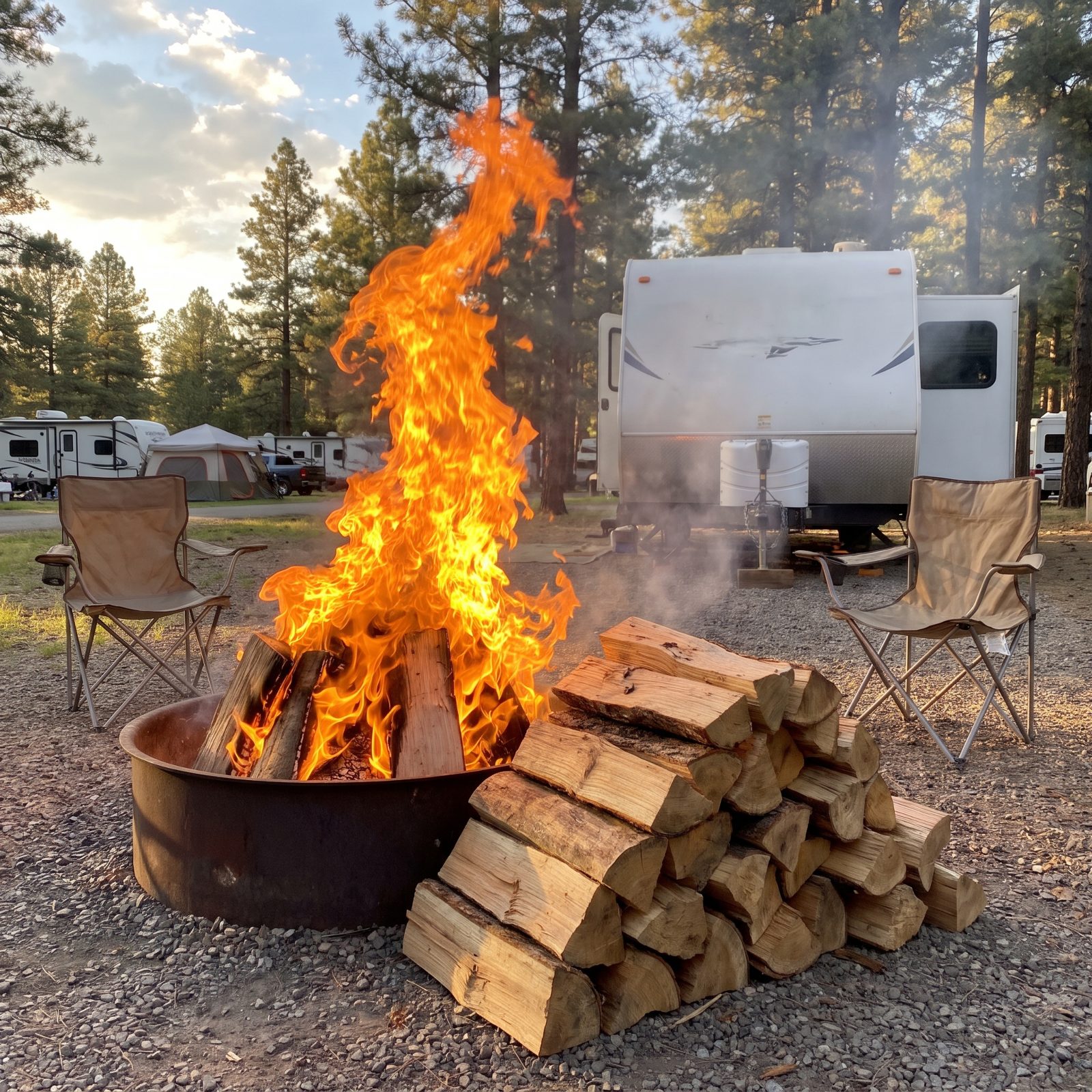 Building a Bonfire in a Ring Made for a Campfire