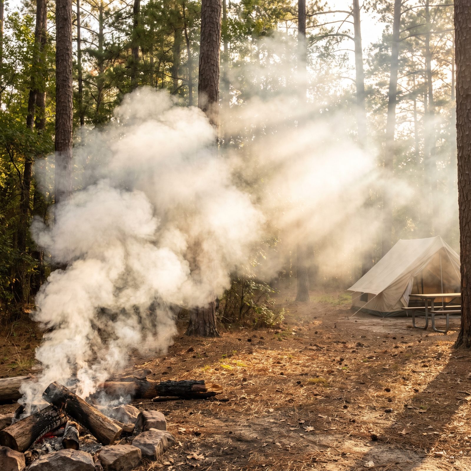 Building a Smoky Campfire That Blows Into the Next Site