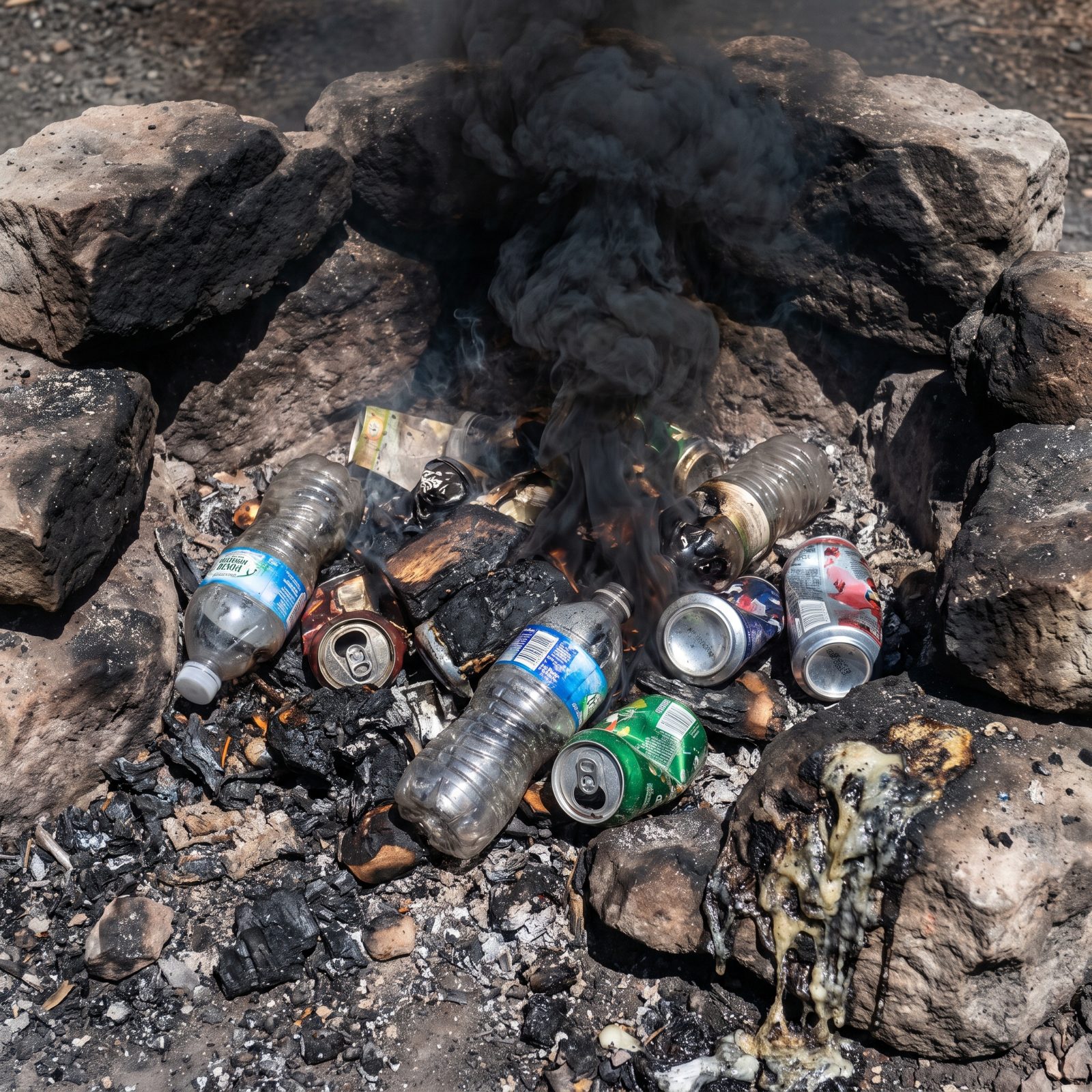 Burning Plastic, Cans, or Household Trash in the Fire Ring
