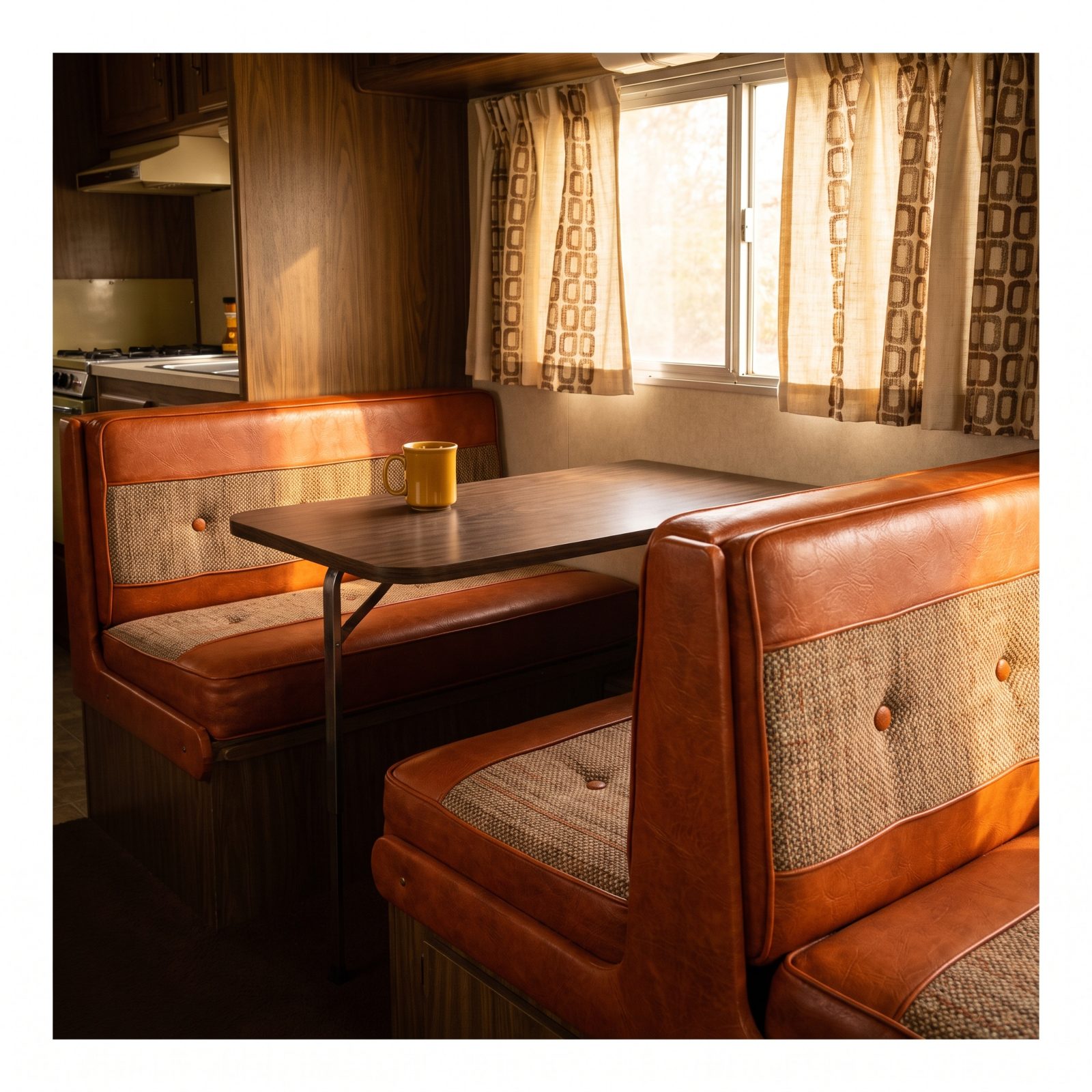Burnt Orange Upholstery on the Dinette
