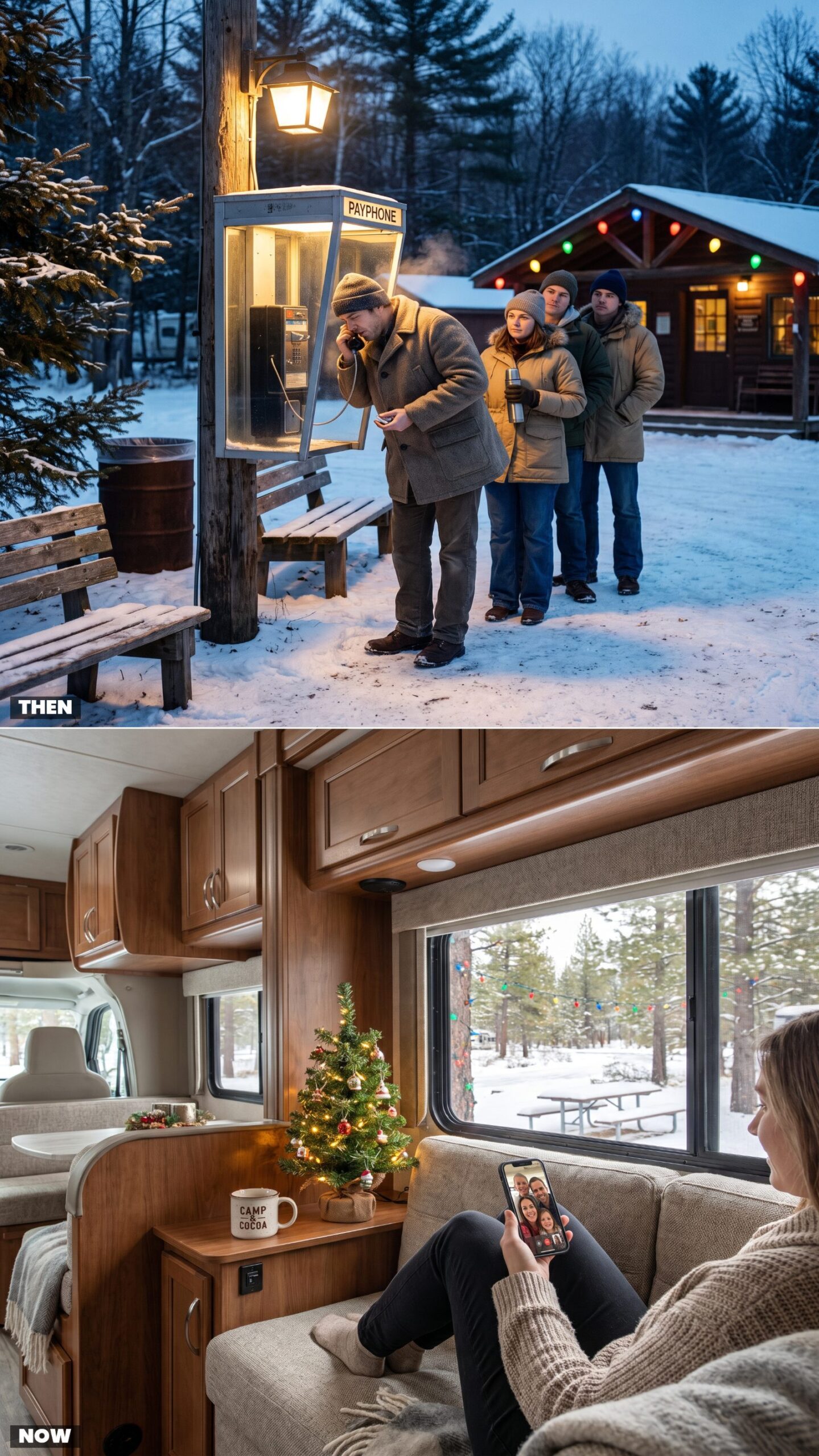 Calling Home: A Line at the Payphone vs. Video Calls From the RV Couch