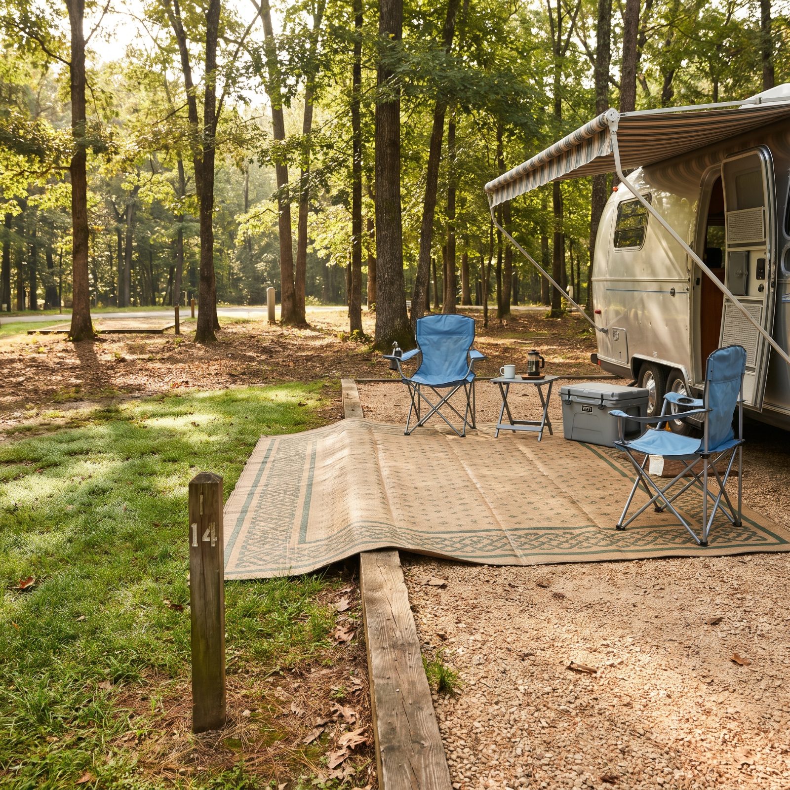 Camp Chairs and a Rug Creeping Into the Next Site