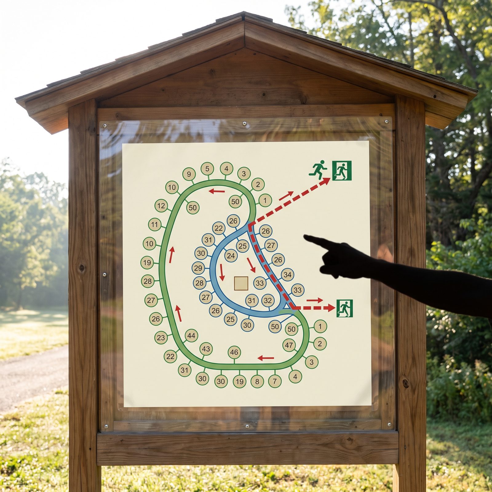 The Campground Map Marks Emergency Exits