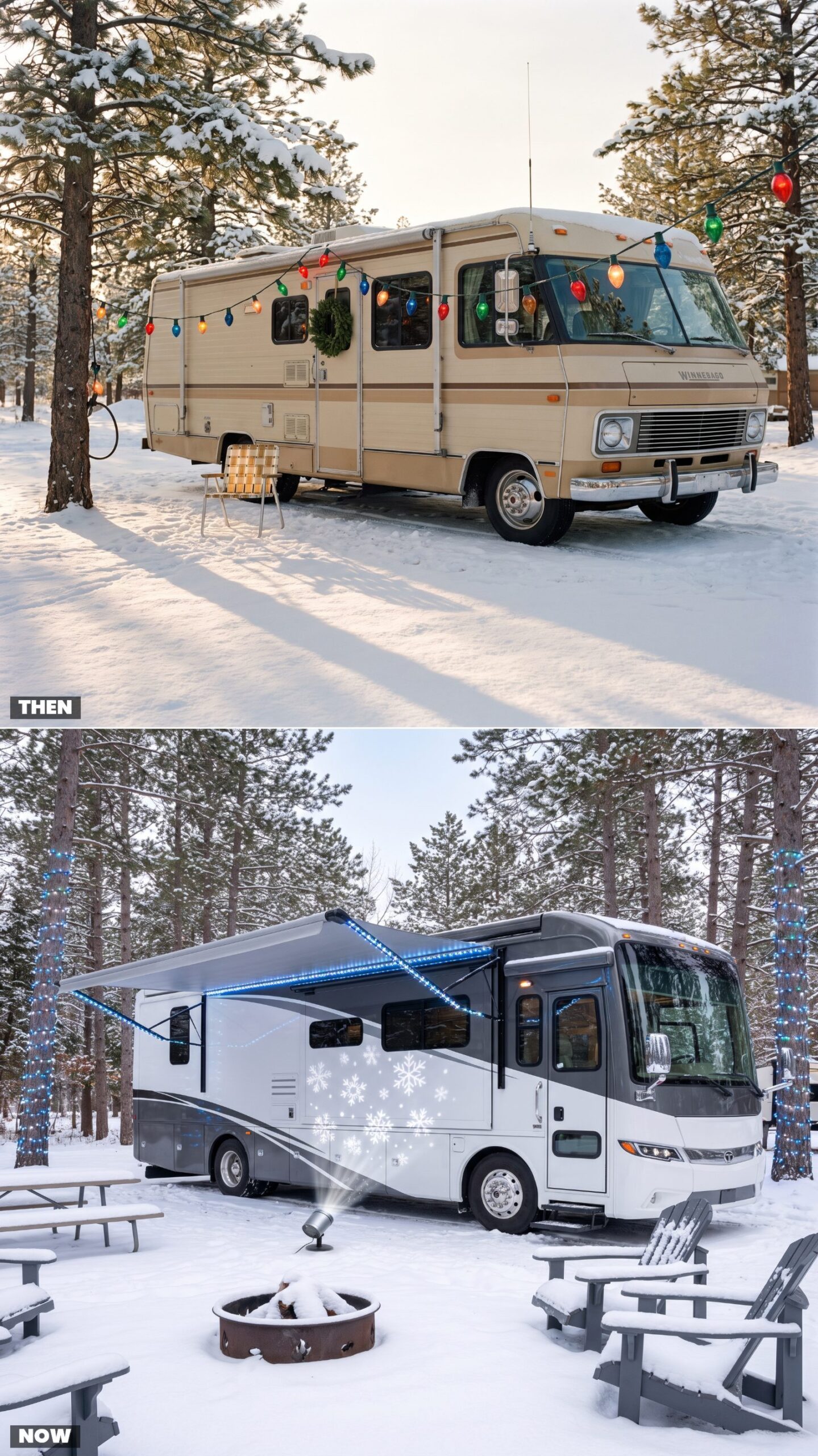 Campsite Christmas Lights: Big Colored Bulbs vs. Programmable LED Displays