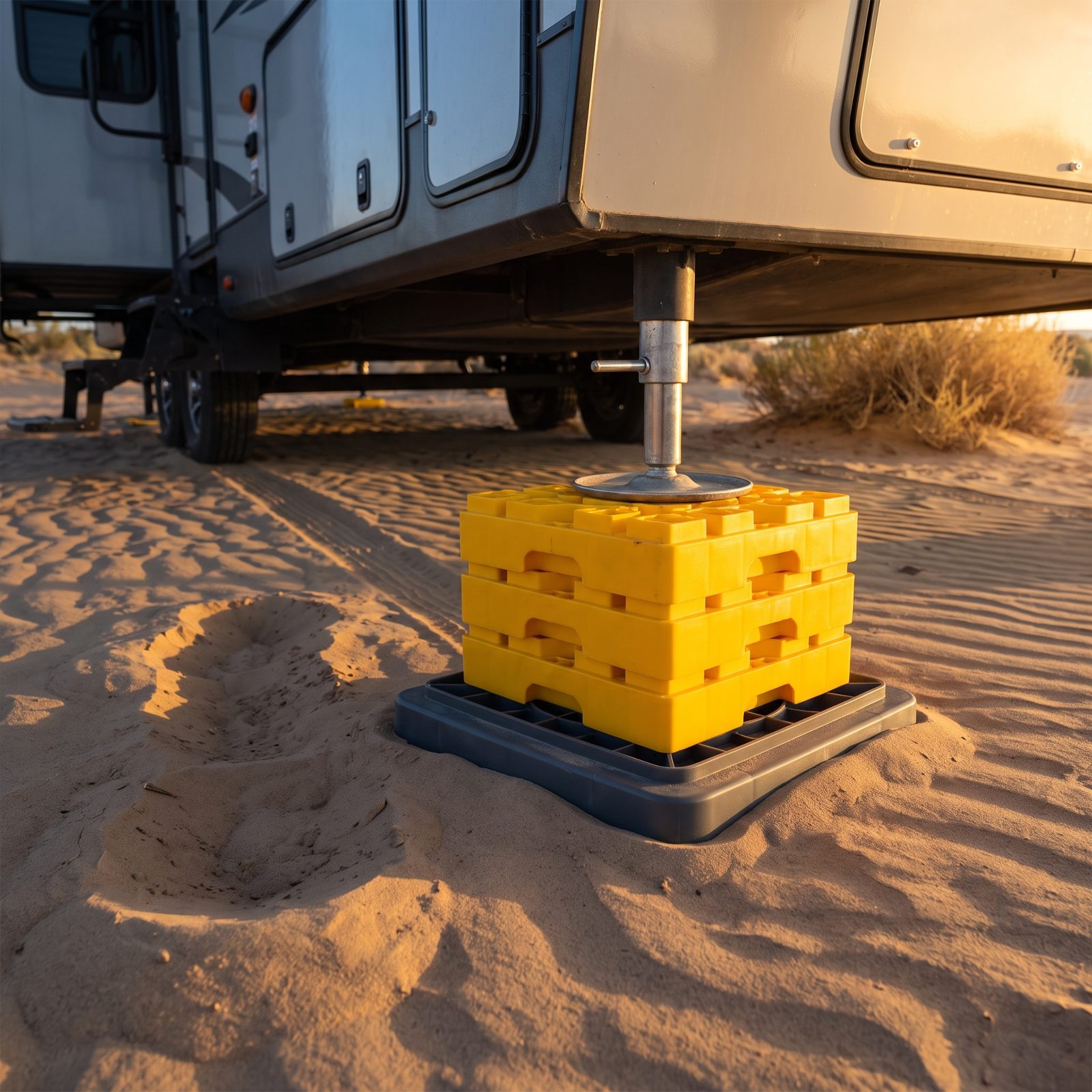 Carry Leveling Blocks That Will Not Sink Into Sand or Mud