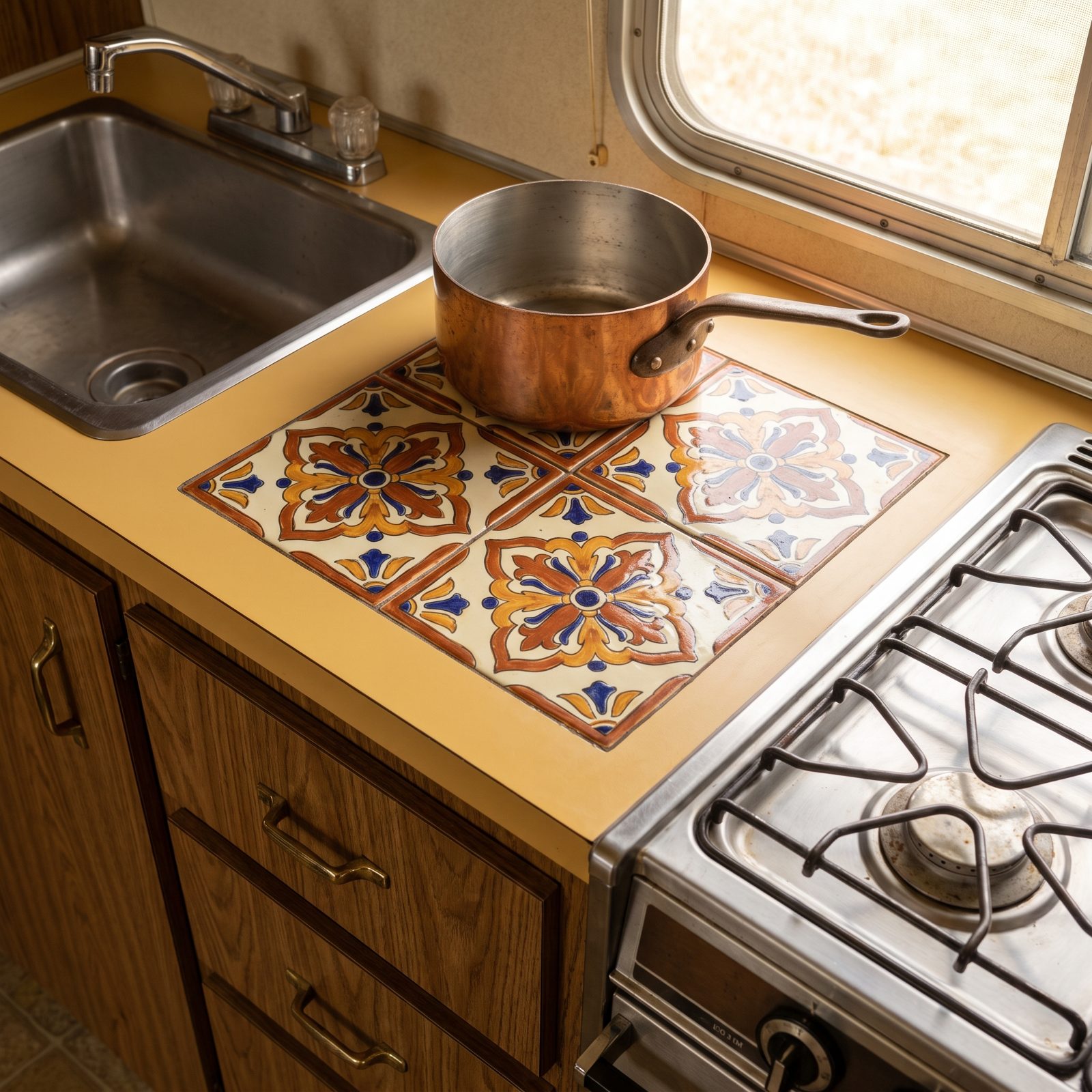 Ceramic Tile Trivets Set Right Into the Countertop
