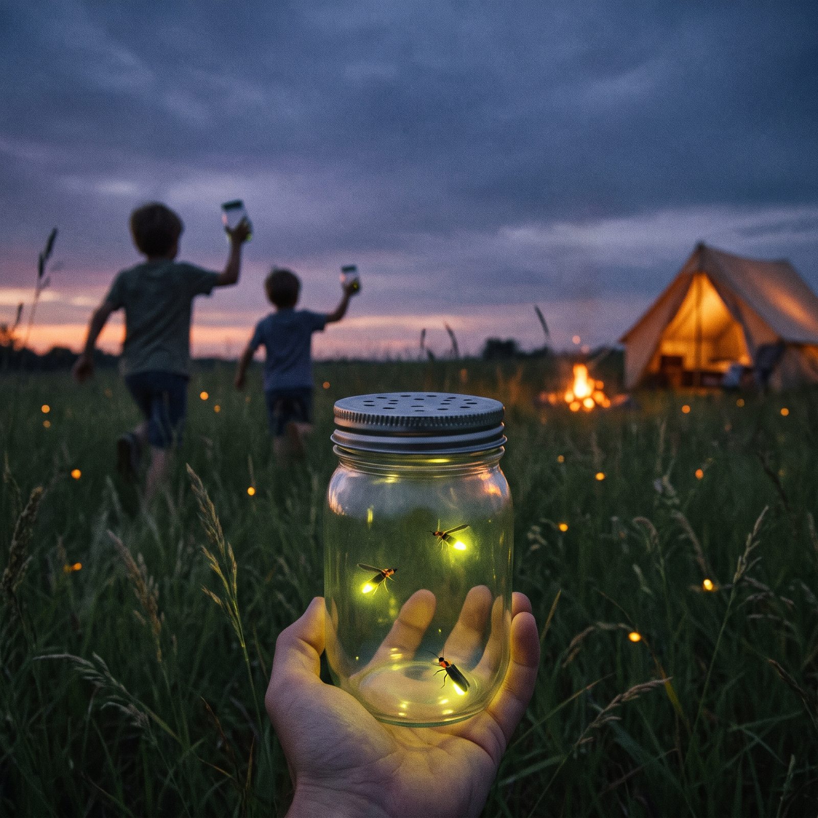 Chasing Fireflies into a Mason Jar at Dusk