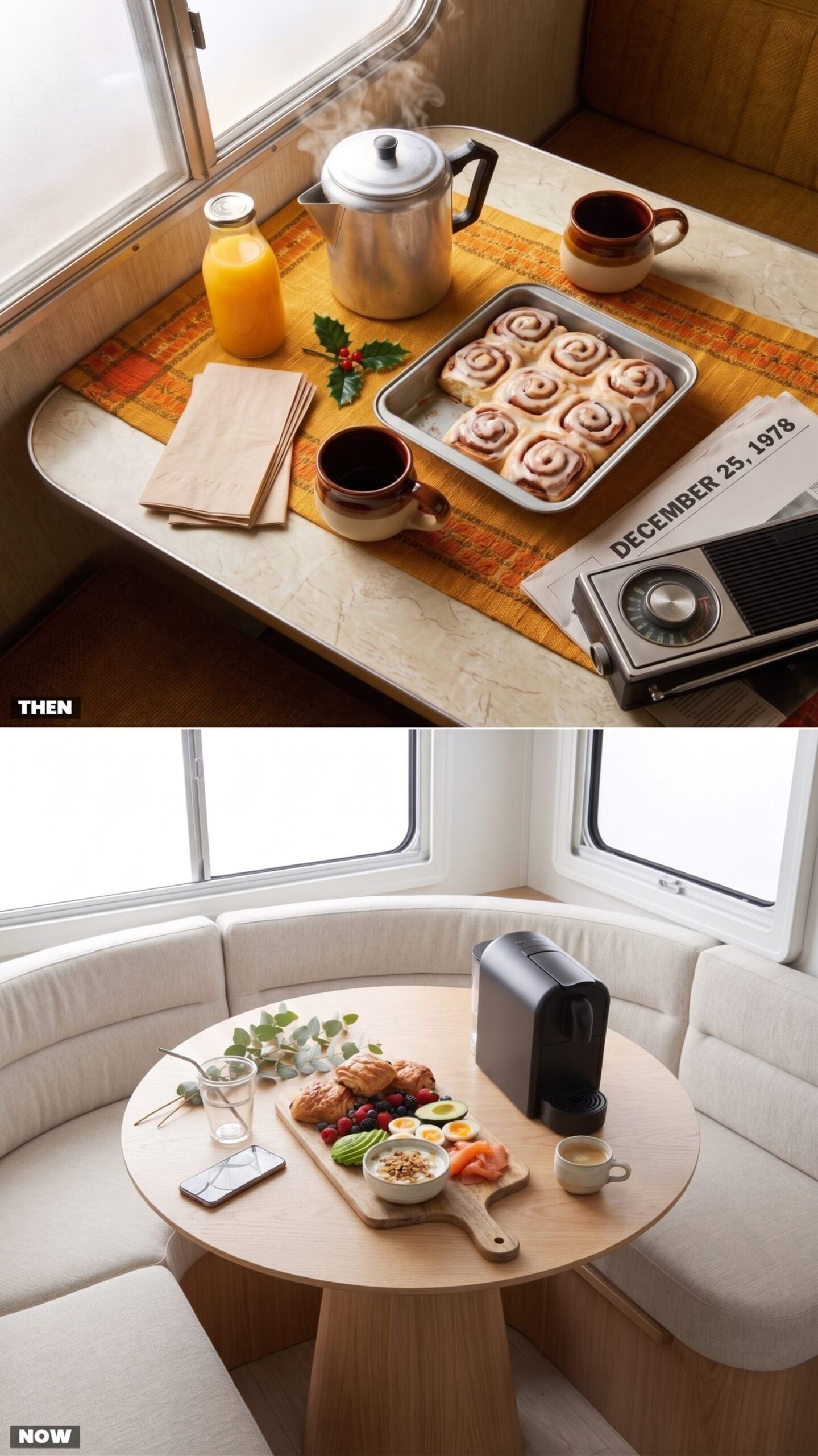 Christmas Breakfast: Percolator Coffee and Cinnamon Rolls vs. Pod Coffee and Brunch Boards