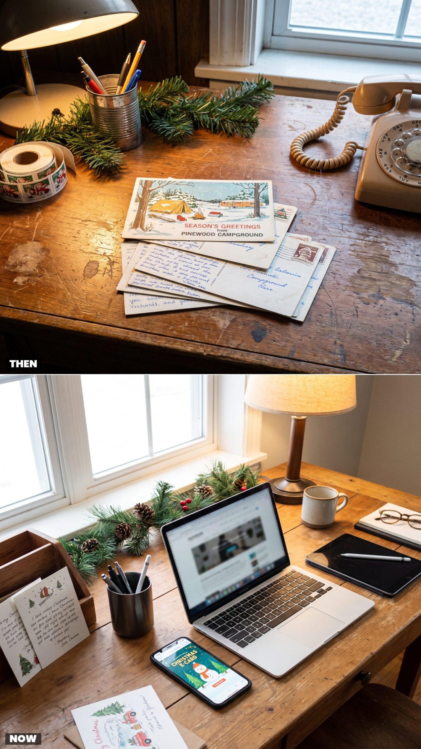 Christmas Cards: Postcards Mailed From the Campground Office vs. Digital Greetings From the Road