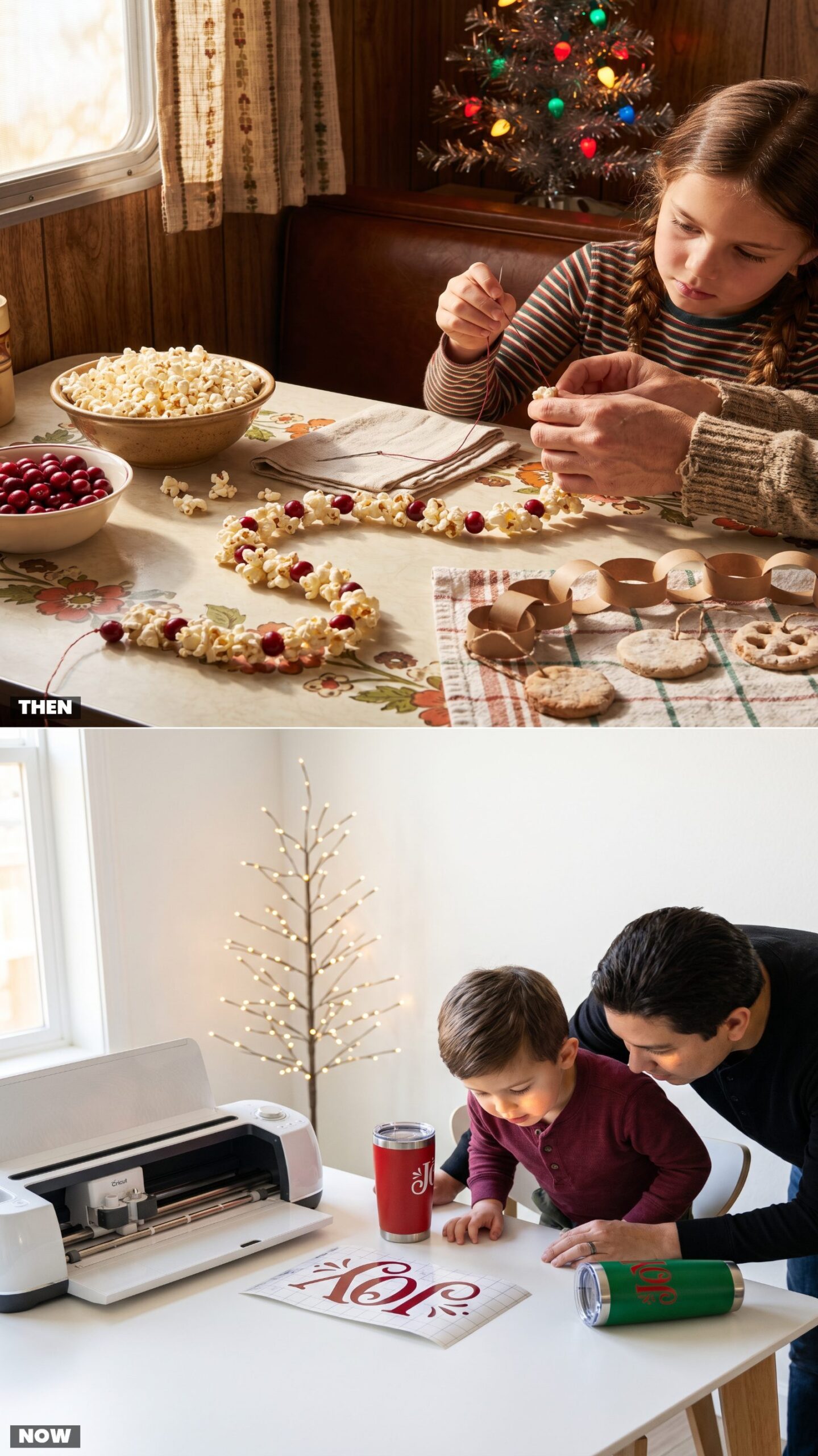 Christmas Crafts: Popcorn Garlands vs. Vinyl Signs and Custom Tumblers