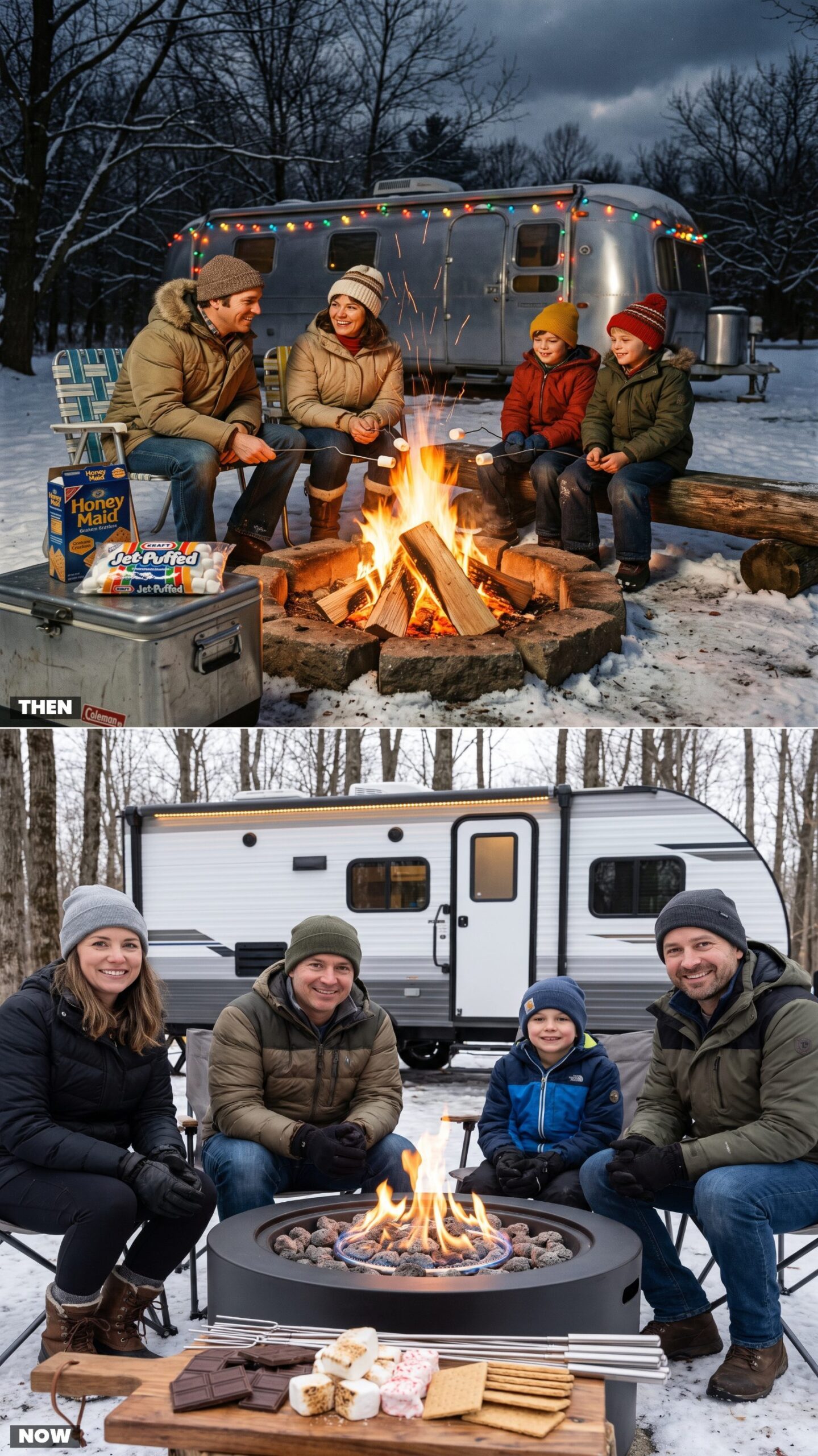 Christmas Eve Campfires: Split Logs and Marshmallows vs. Propane Pits and Gourmet S'mores