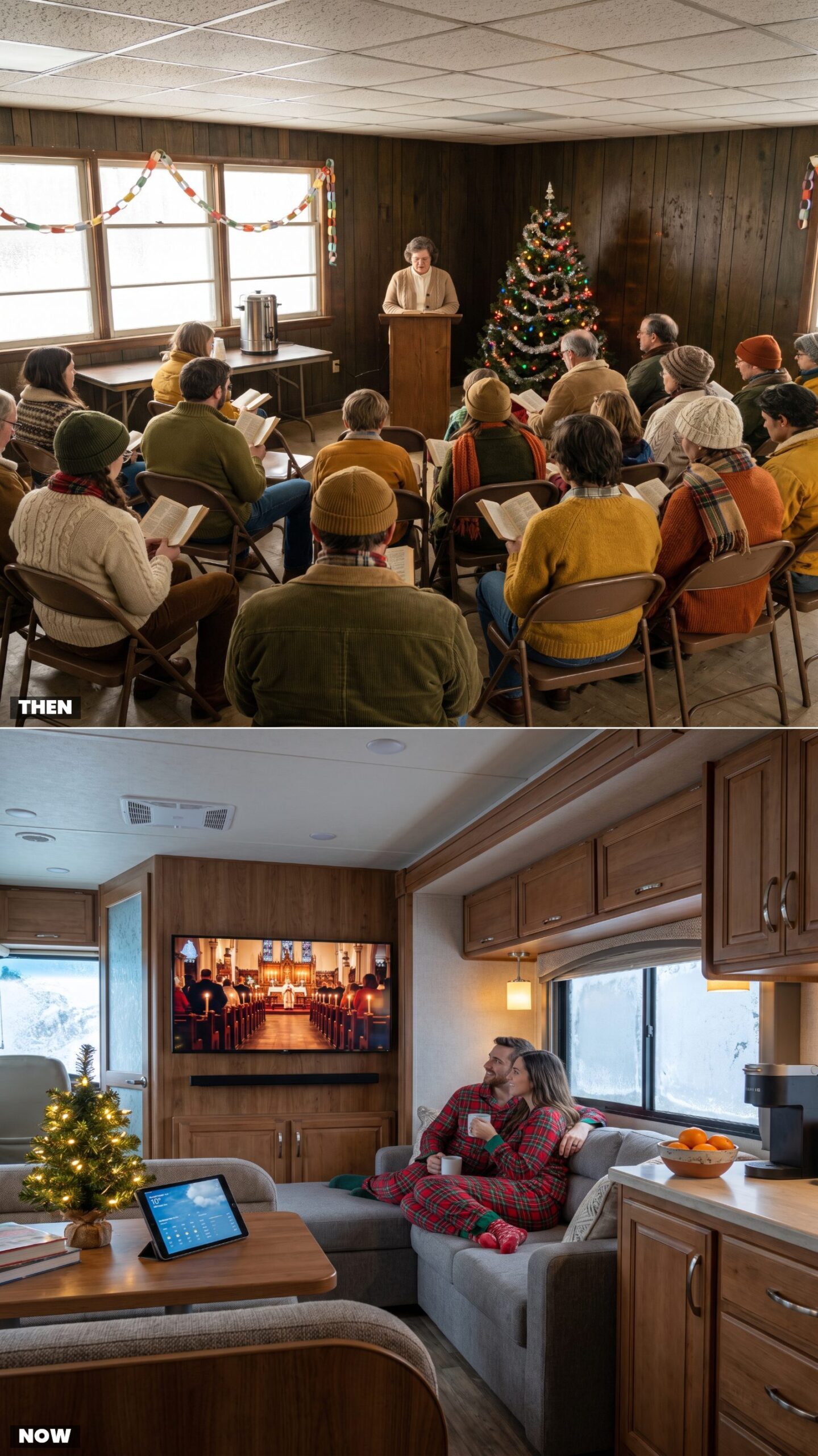 Christmas Worship: Recreation-Hall Service vs. Livestreamed Inside the RV