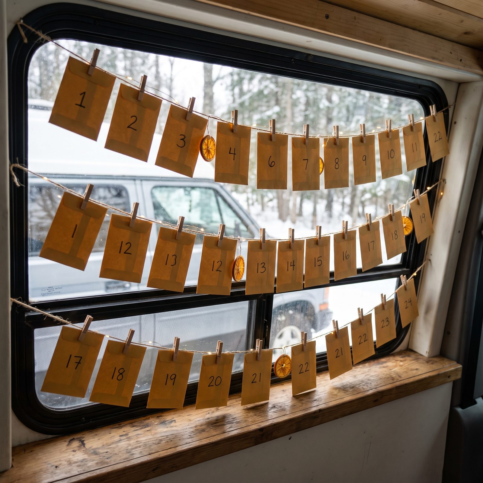 A Class B Van With a Window Advent Calendar of Little Envelopes