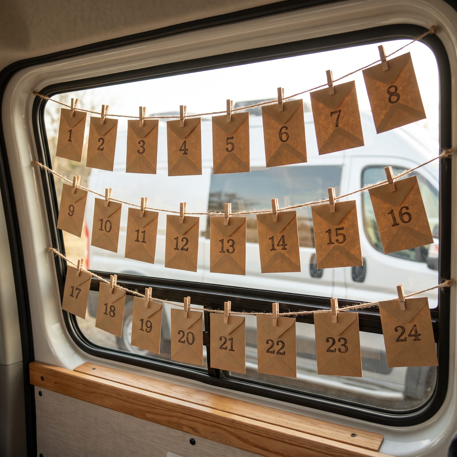 A Class B Van With a Window Advent Calendar of Little Envelopes