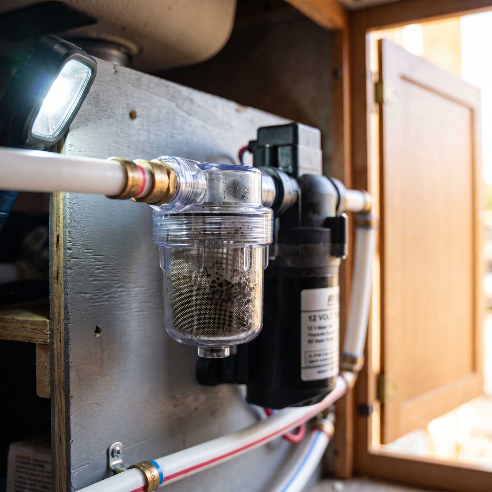 A Clear Water-Pump Strainer That Lets You See the Gunk Coming