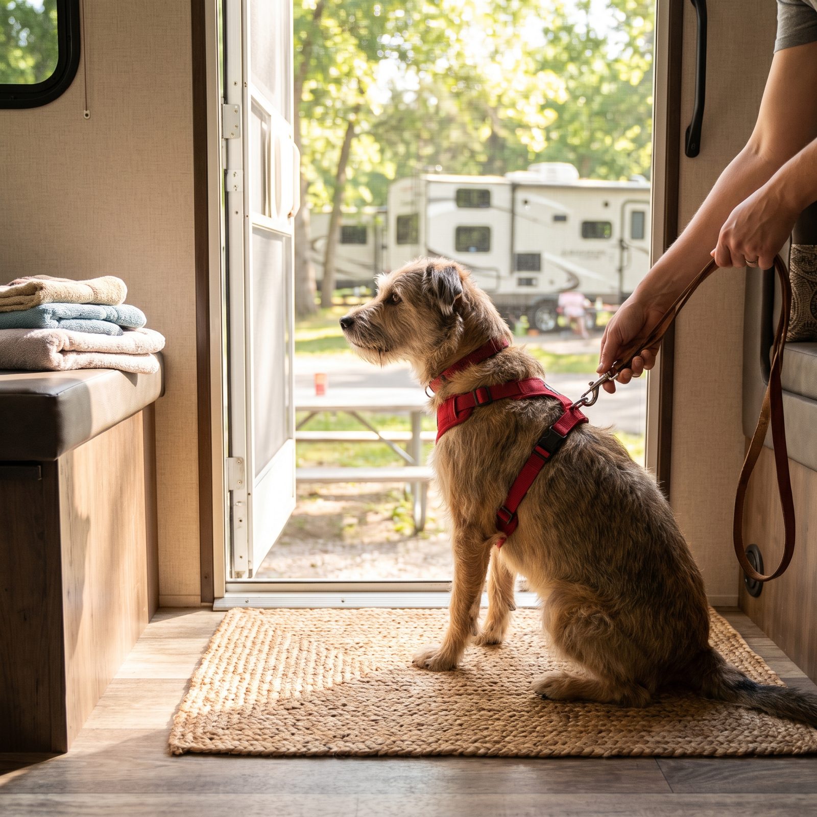 Clip the Dog's Leash to Its Harness Before Opening the RV Door