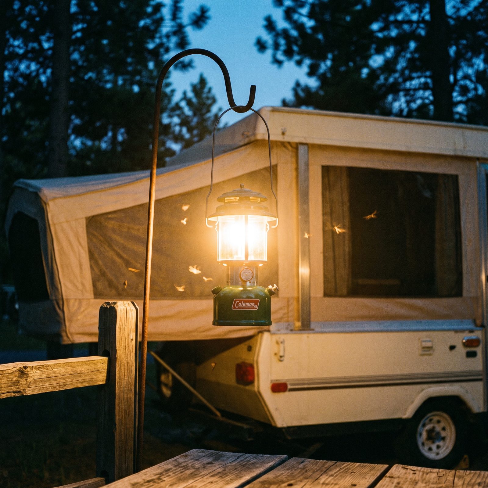 A Coleman Lantern Hanging Outside