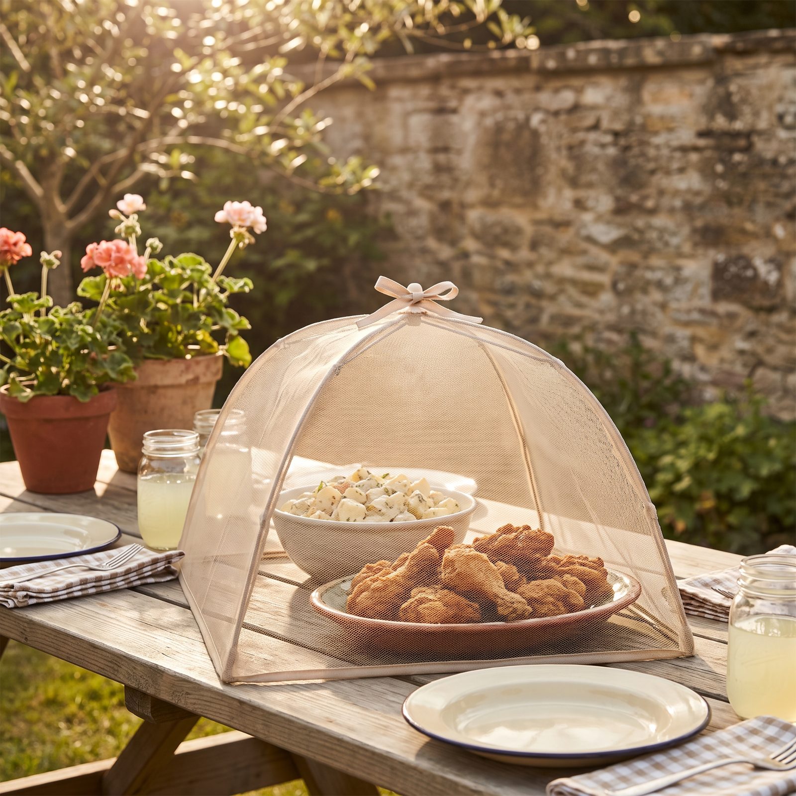 The Collapsible Mesh Food Cover Standing Guard Over Dinner