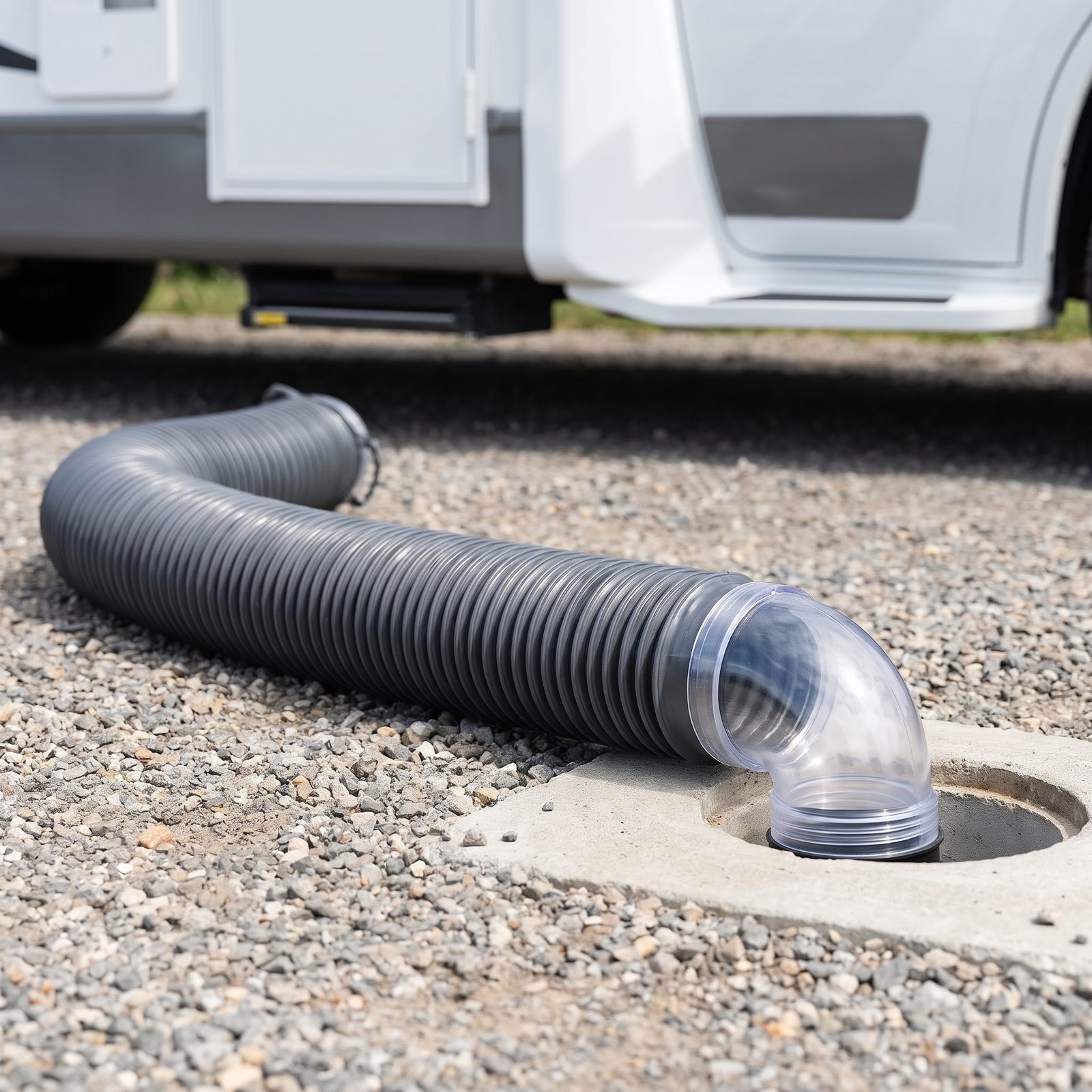 A Collapsible Sewer Hose Kit With the Clear Elbow