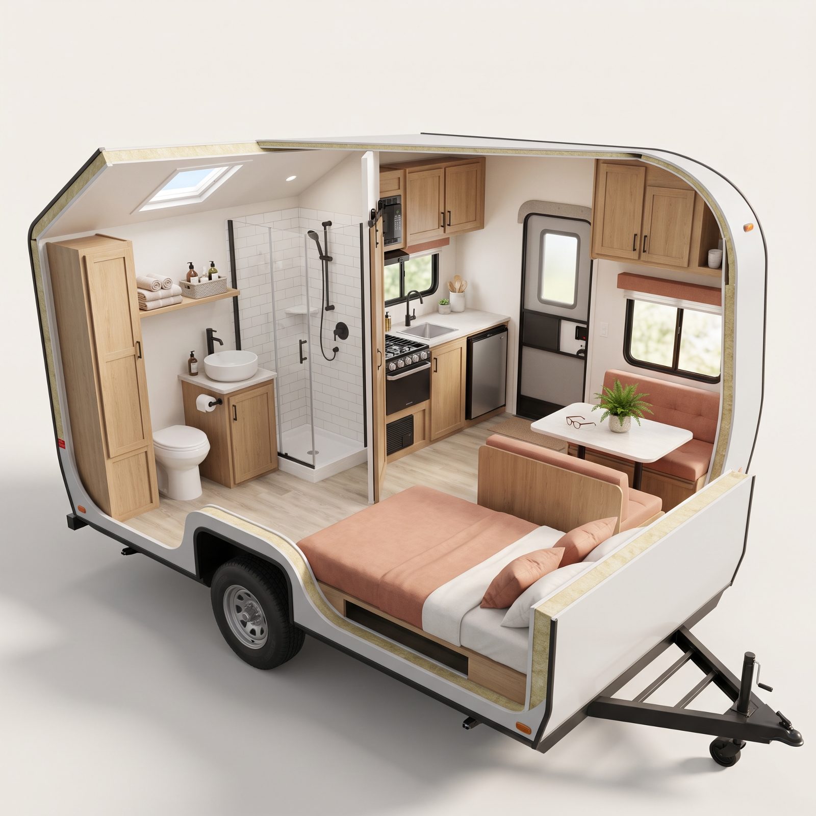 Compact Couples Trailer With a Full-Width Rear Bath