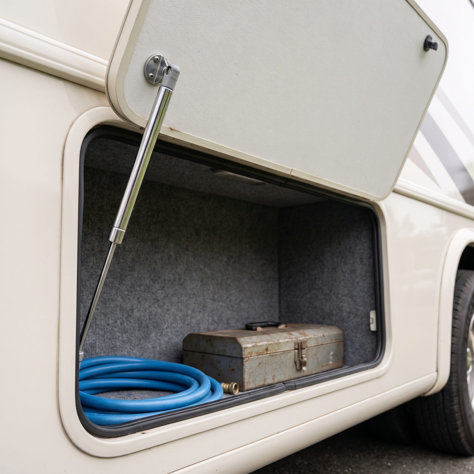 Compact Gas Struts That Hold a Baggage Door Over Your Head