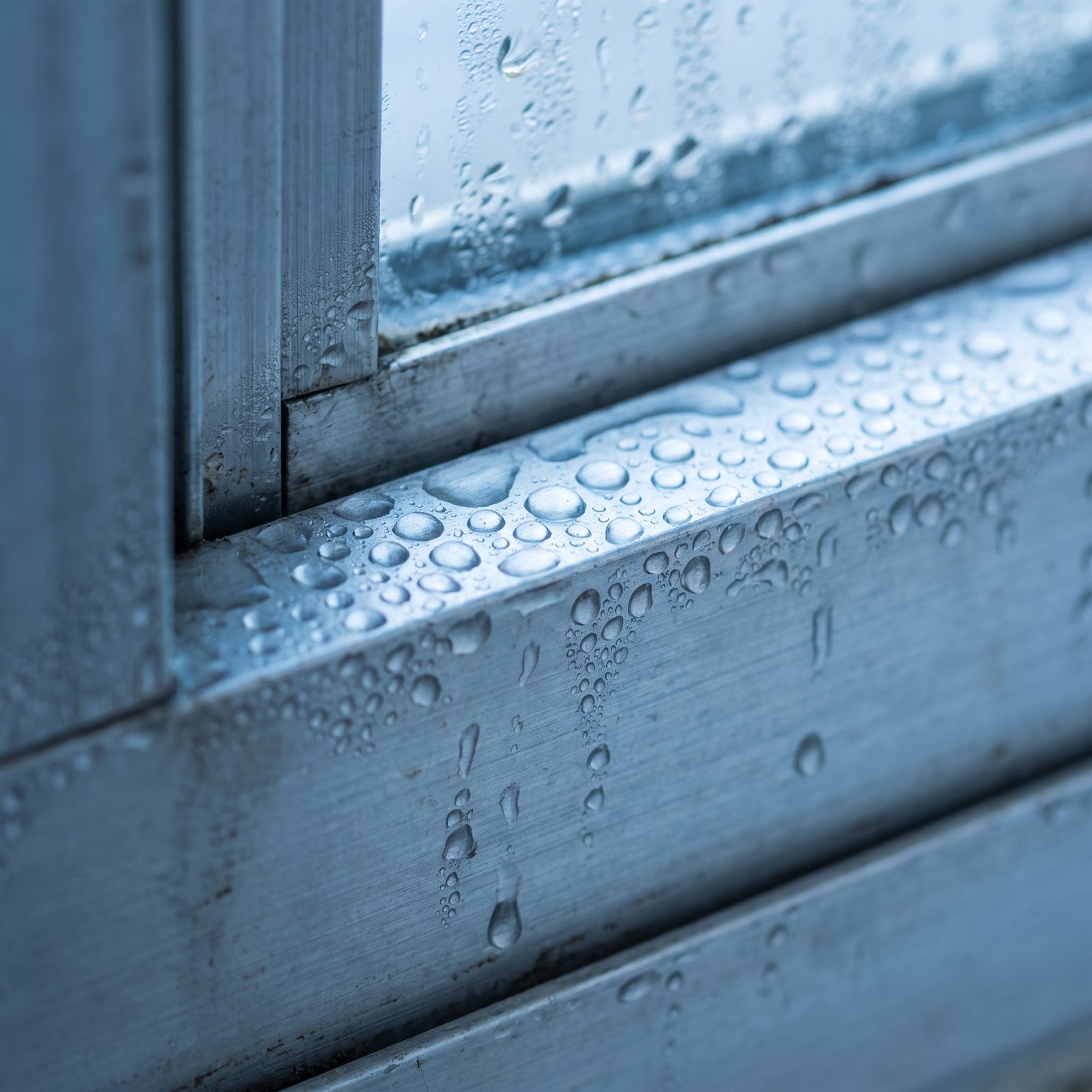 Condensation Beading on the Cold Metal Window Frames