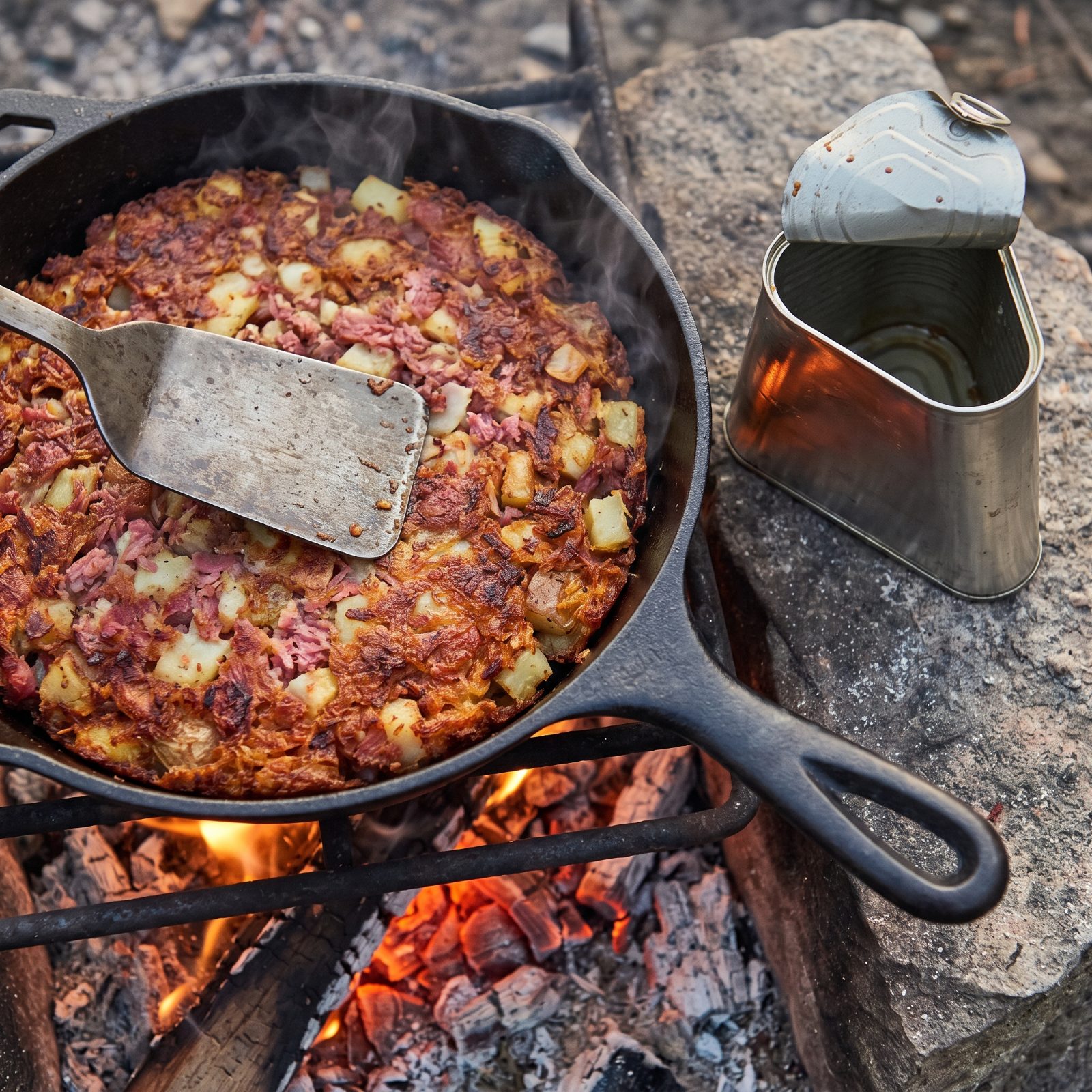 Corned Beef Hash Pressed Crisp in Cast Iron
